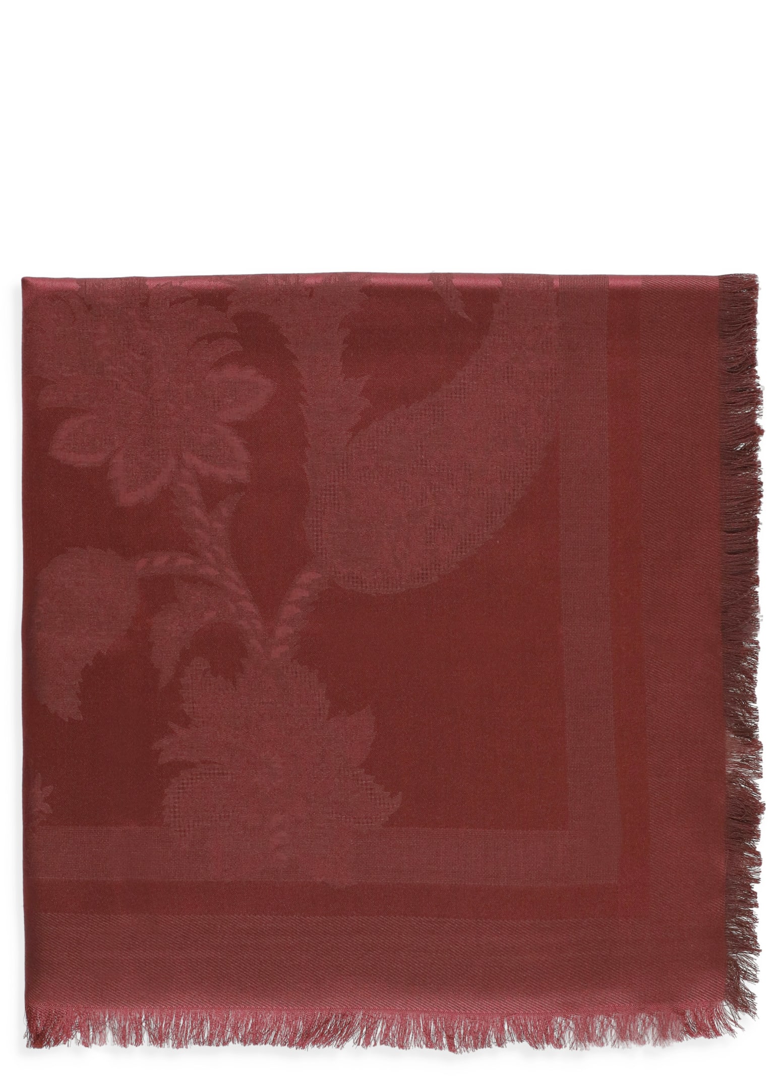 Shop Etro Shawl With Fringes In Bordeaux