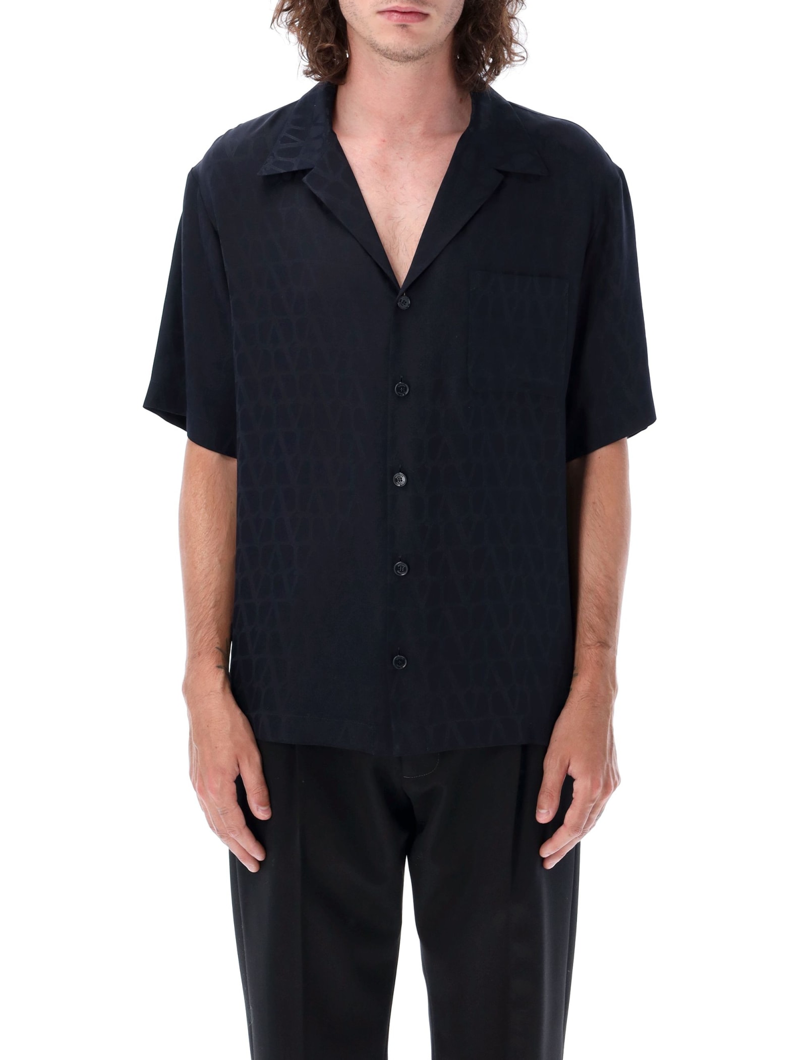 Shop Valentino Toile Iconograph Shirt In St. Toile Iconograph Navy/navy