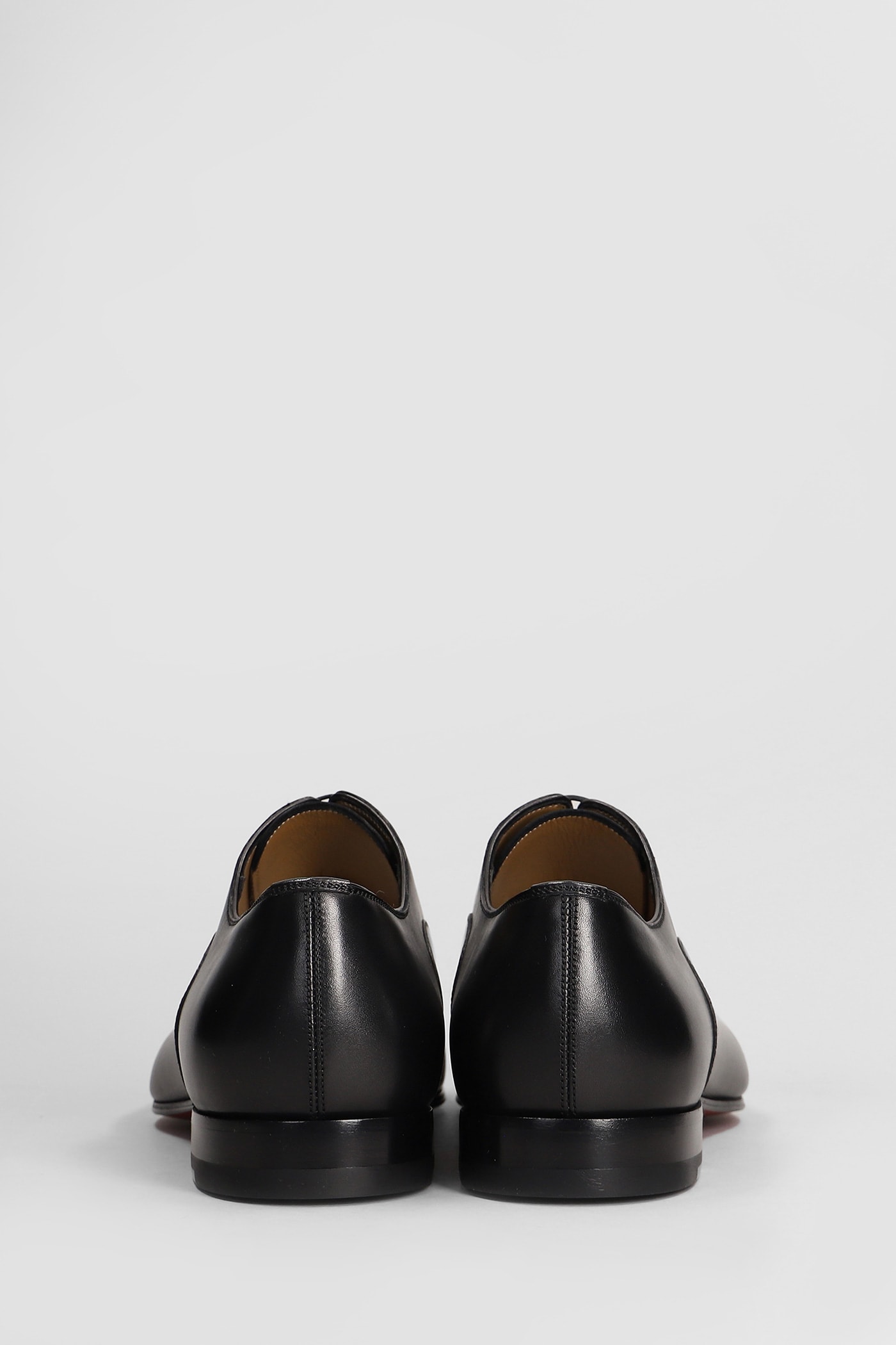 Christian Louboutin Greggo Lace Up Shoes In Black Leather In Black