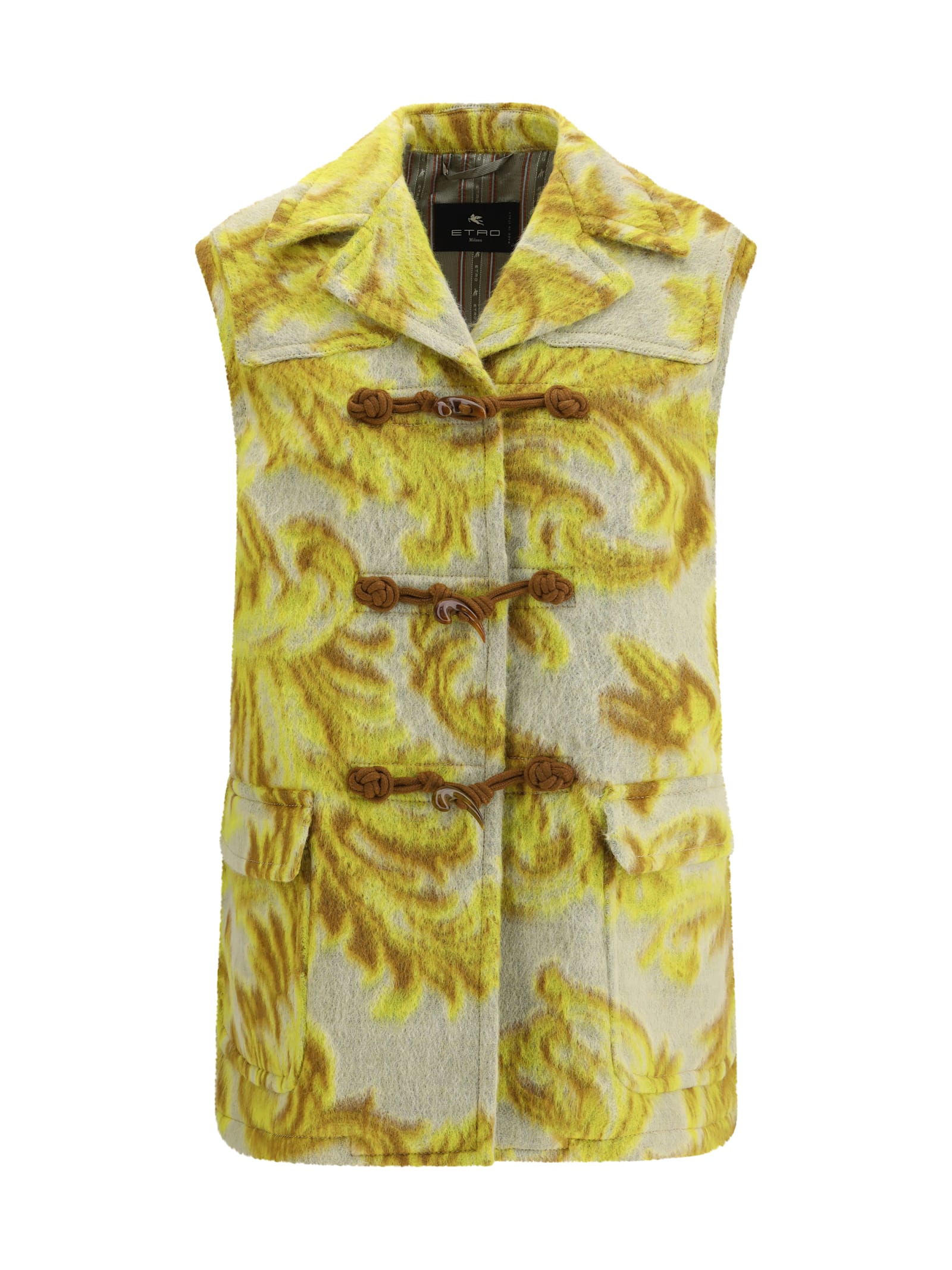 Etro Floral-jacquard Toggle Waistcoat In Green