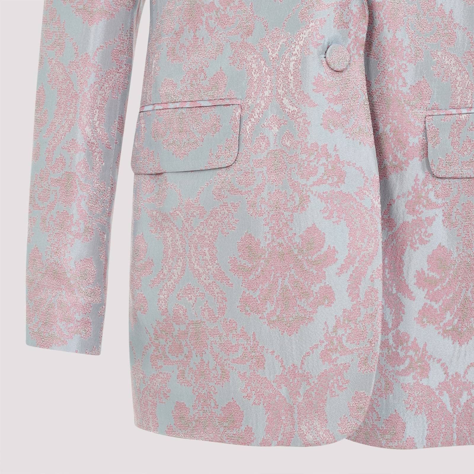Dries Van Noten Tailored Blazer With Damask Pattern In Light Blue