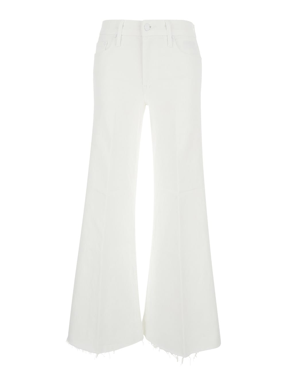 Shop Mother White Flared Jeans In Denim Woman