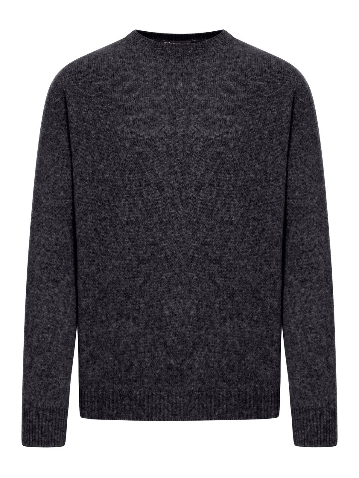 Shop Roberto Collina Crewneck Knitted Sweater In Black