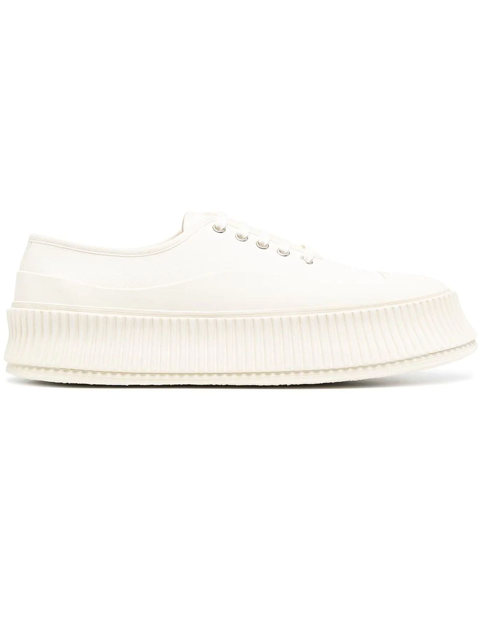 Jil Sander White Cotton Sneakers