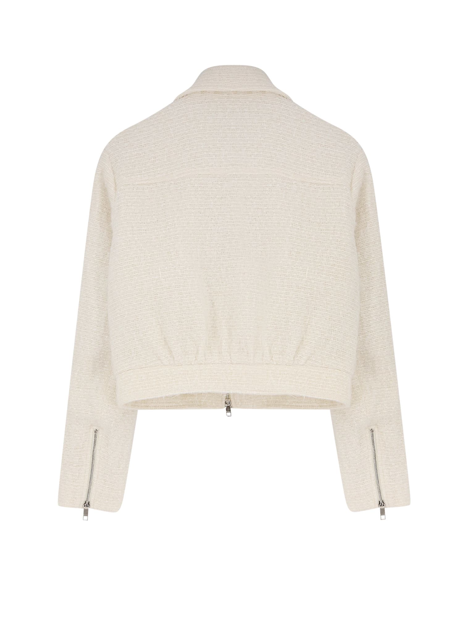 Hugo Boss Textured Fabric Long Sleeve Collared Jacket In Neutral