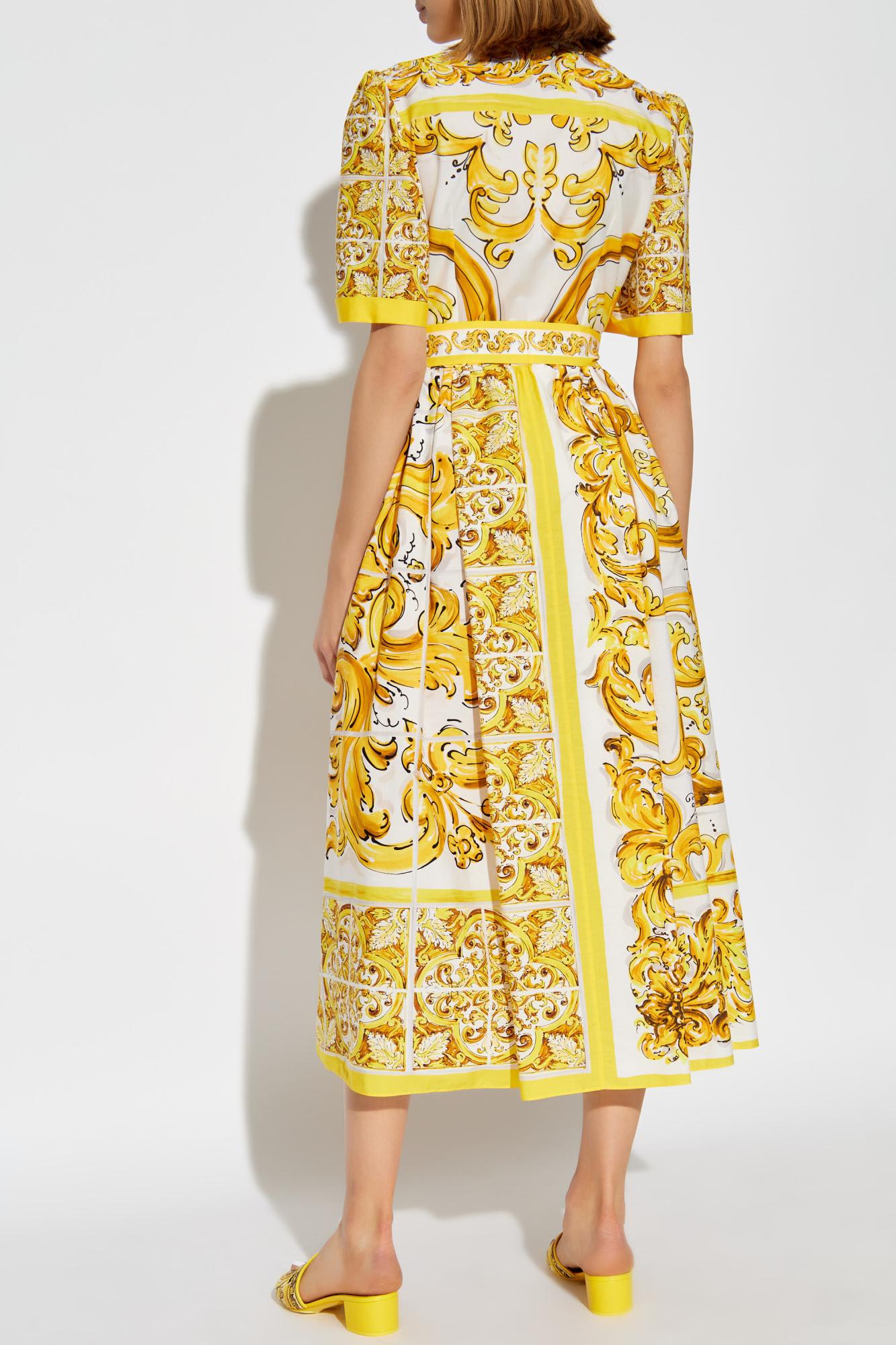 Shop Dolce & Gabbana Dress With Pattern In Yellow