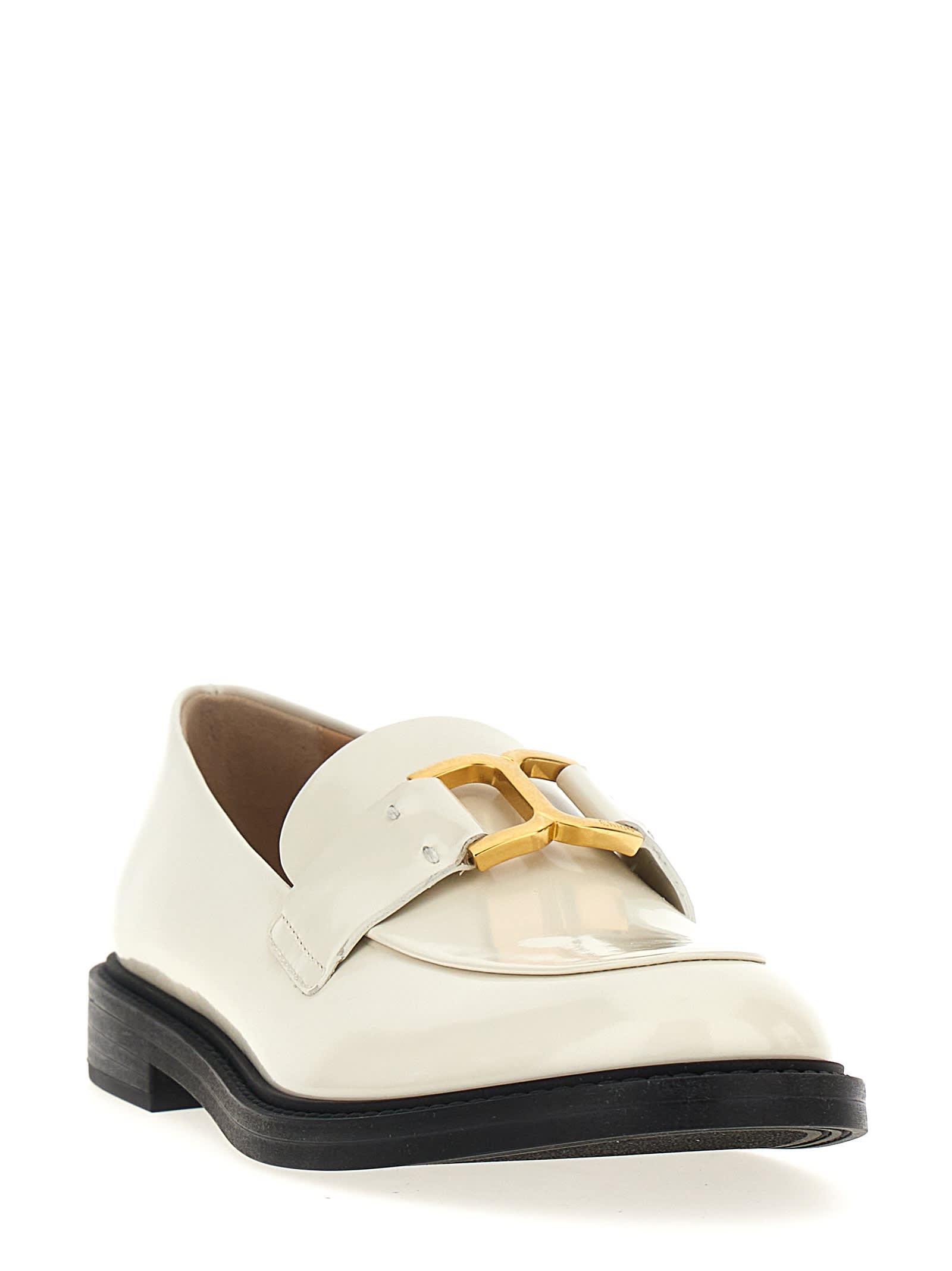 Chloé Marcie Embellished Leather Loafers In White