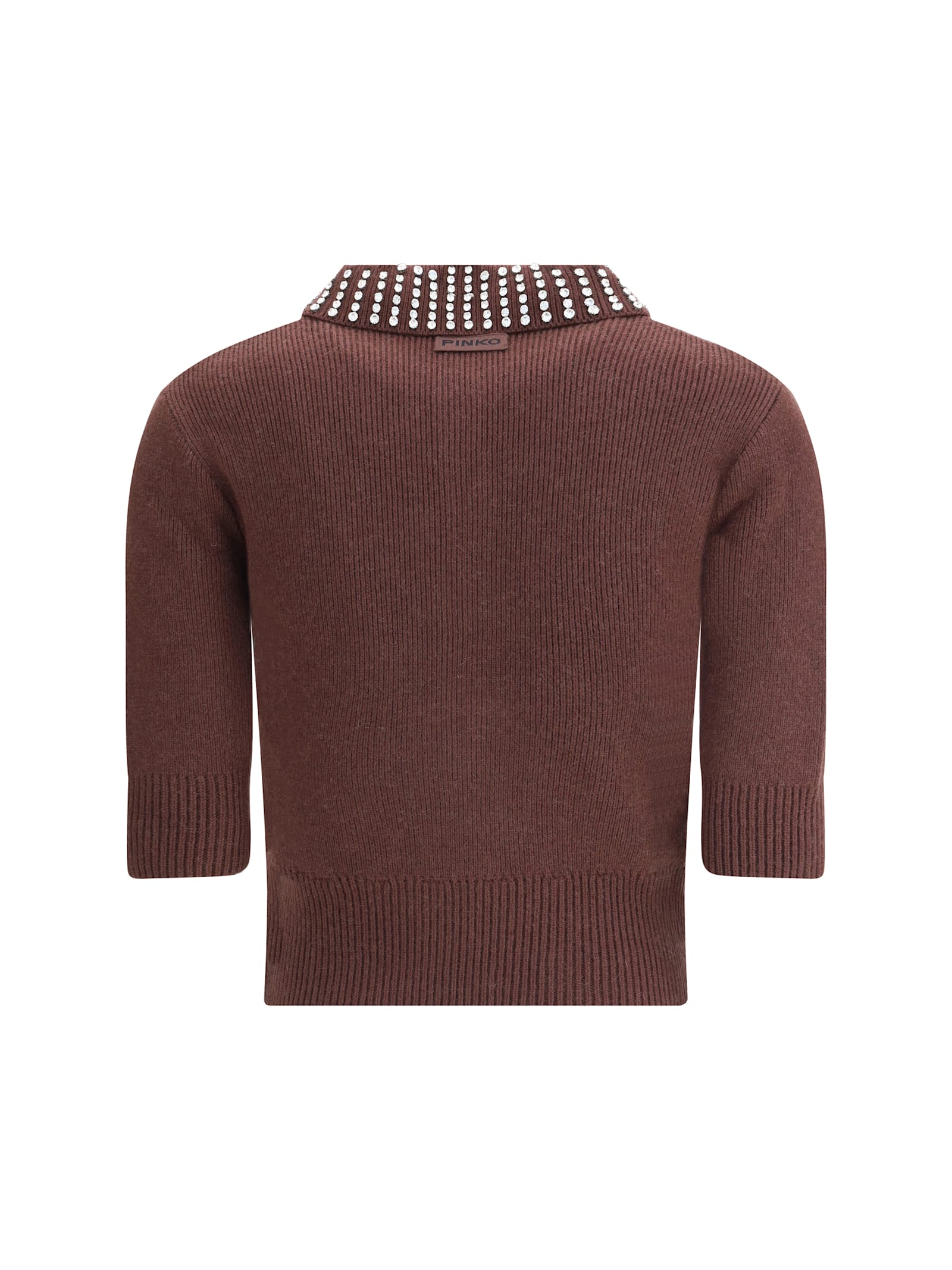 Pinko Emilia Sweater With Strass In Brown