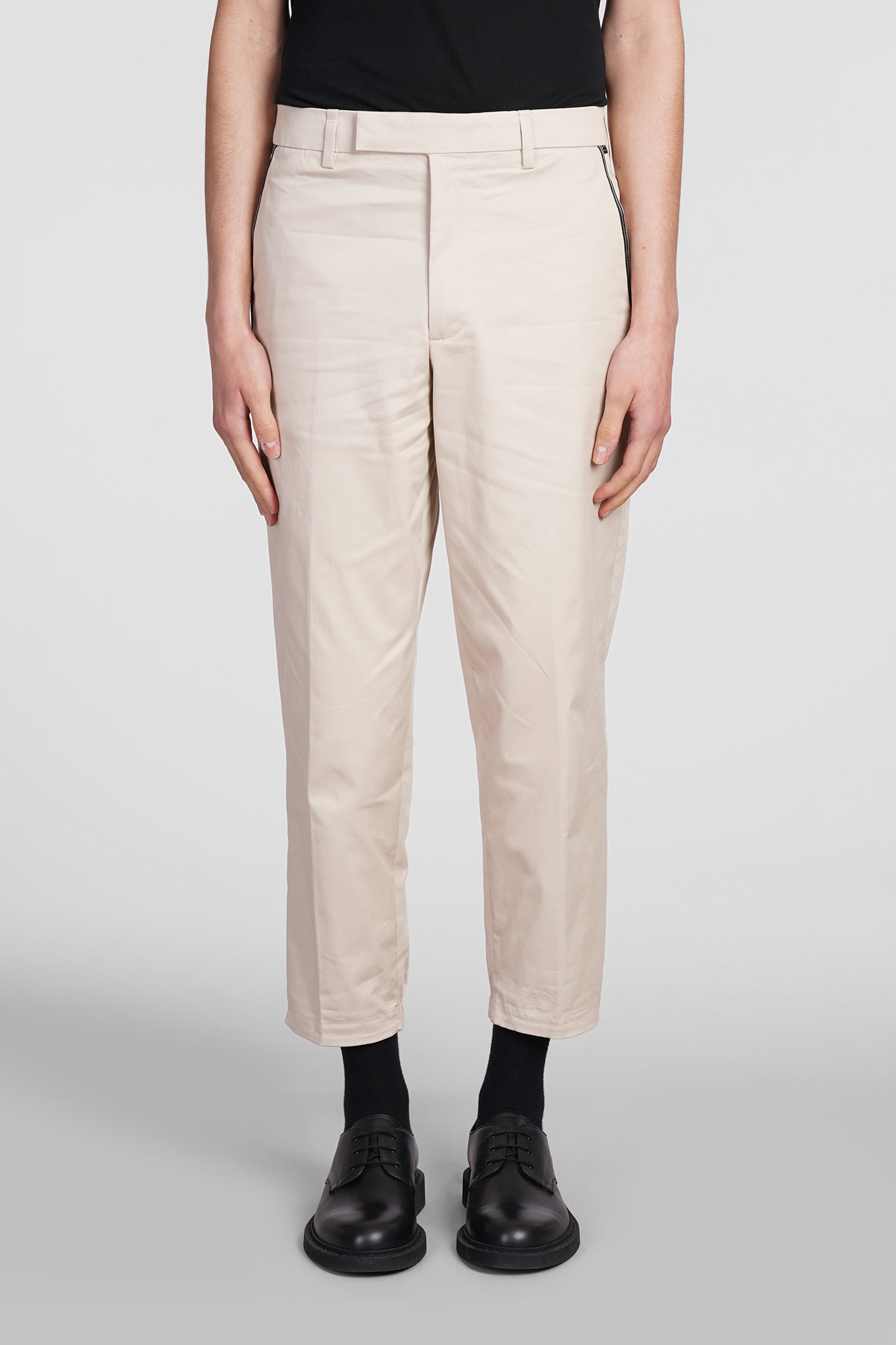 Slim Regular Pants In Beige Cotton