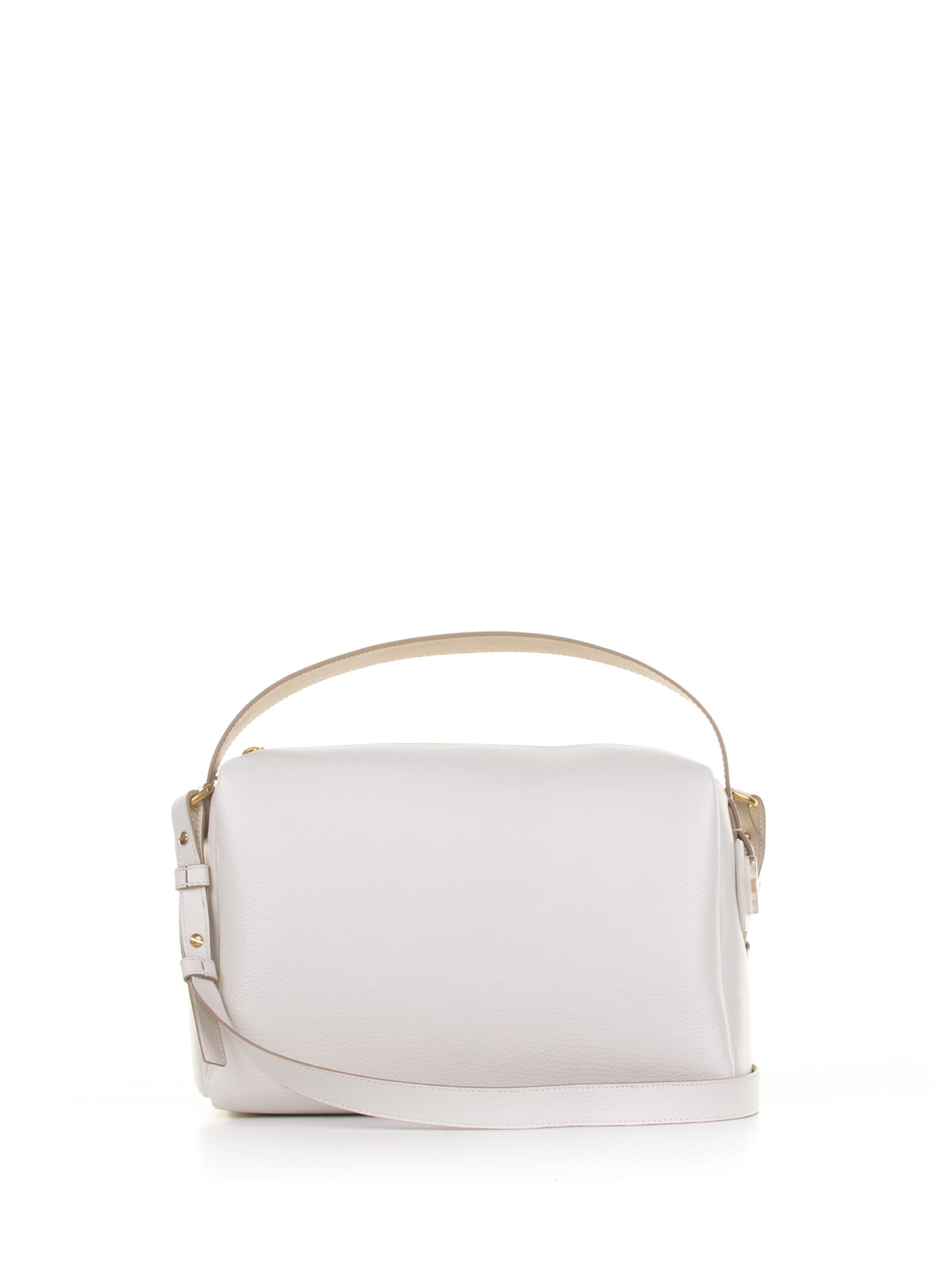 Shop Hogan White Hammered Leather Shoulder Bag In Bianco Marmo