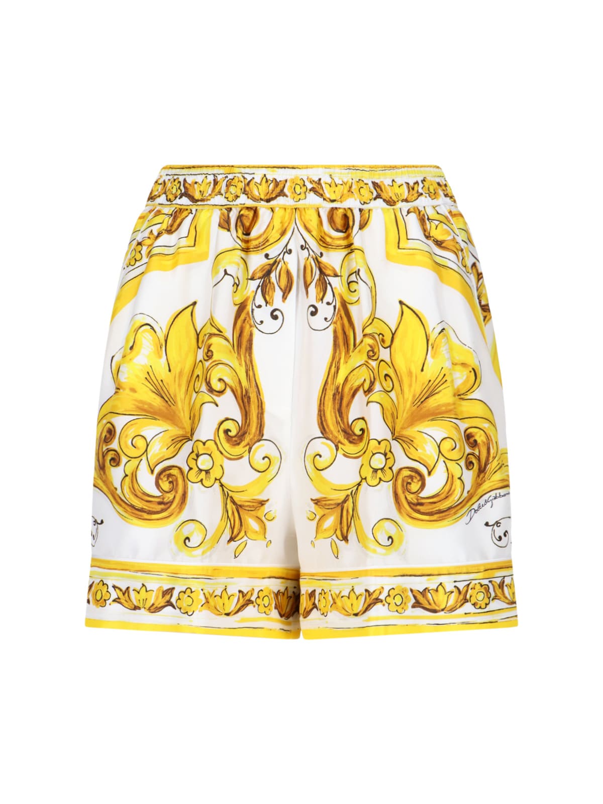 Shop Dolce & Gabbana Maiolica Print Shorts In Yellow