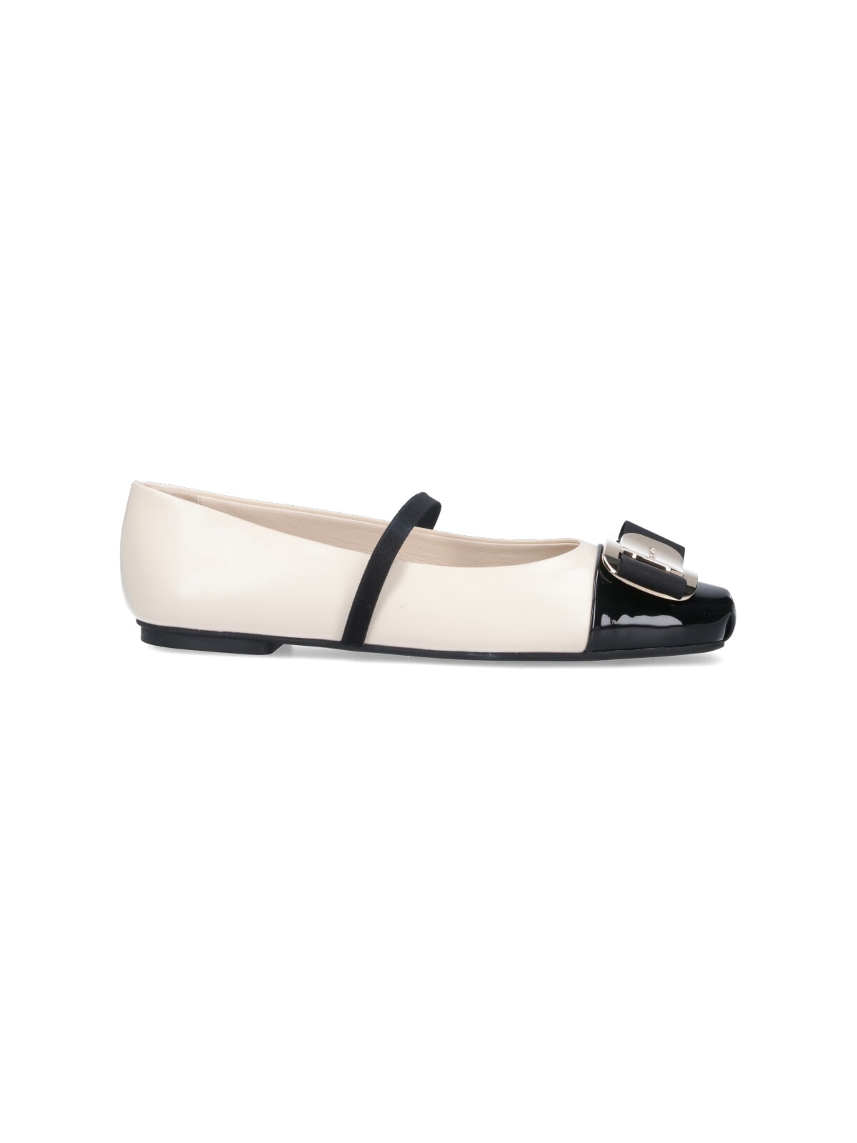 Ferragamo Vara Ballet Flats In White