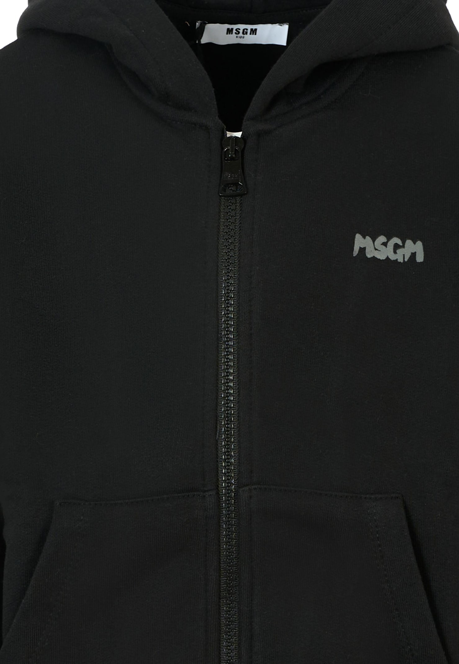 Msgm Black Sweatshirt For Kids With Gray Logo In Black