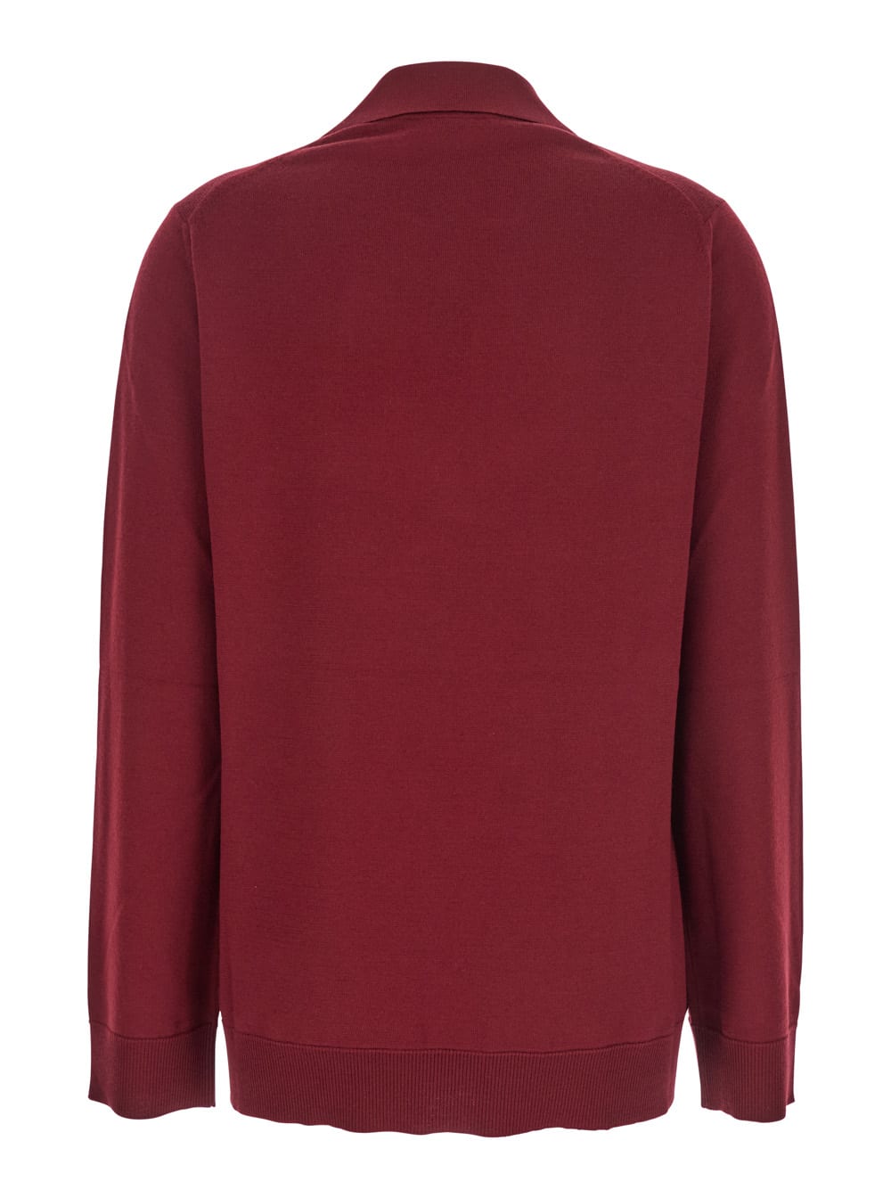 Gucci Bordeaux Polo Collar Sweater With Gg Logo On The Front In Wool Woman In Burgundy