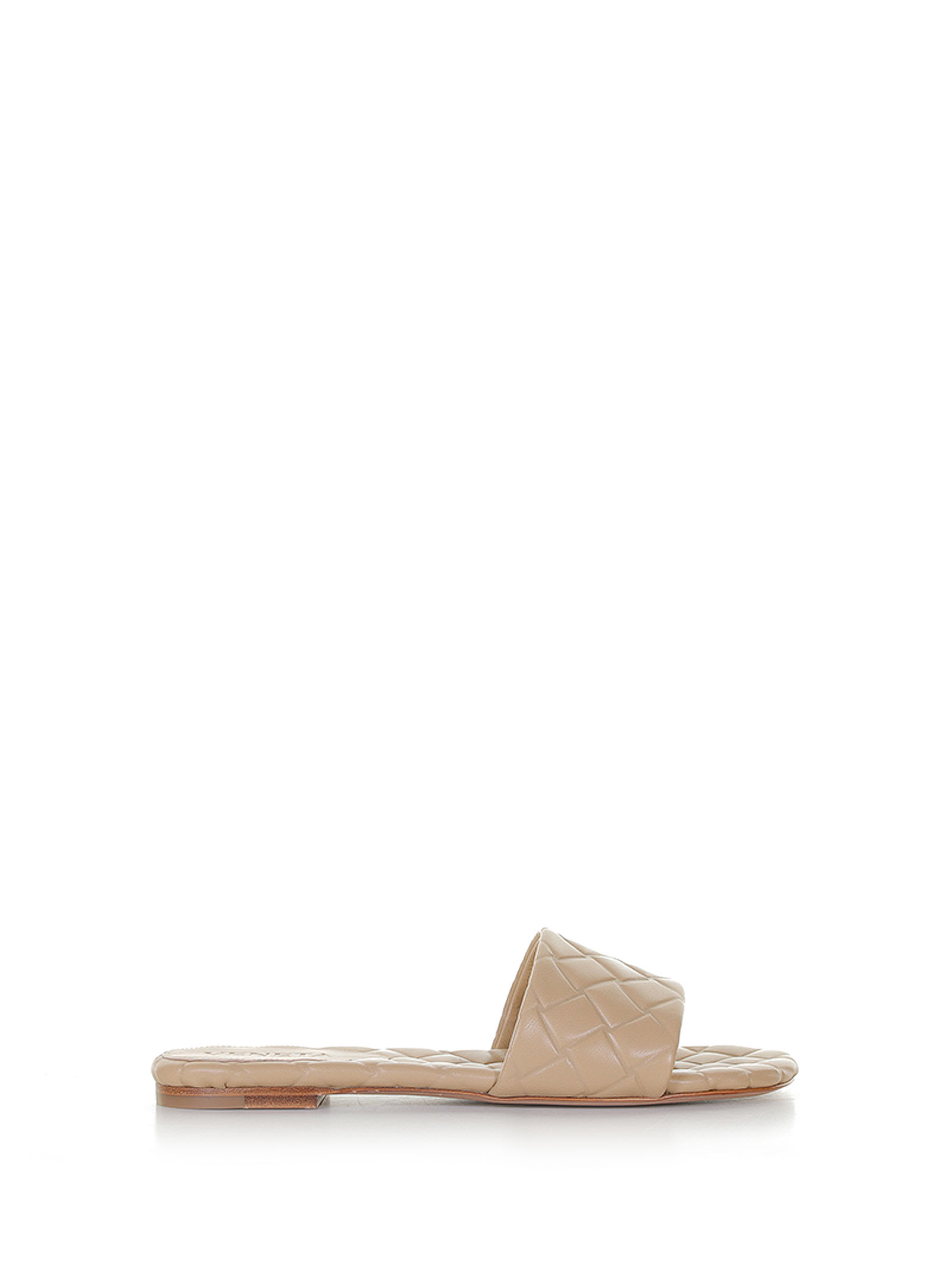 Shop Bottega Veneta Amy Flat Sandals In Woven Effect Nappa In Cane Sugar