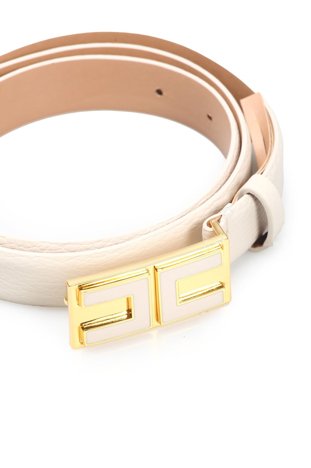 Shop Elisabetta Franchi Logo Plaque Belt In Burro