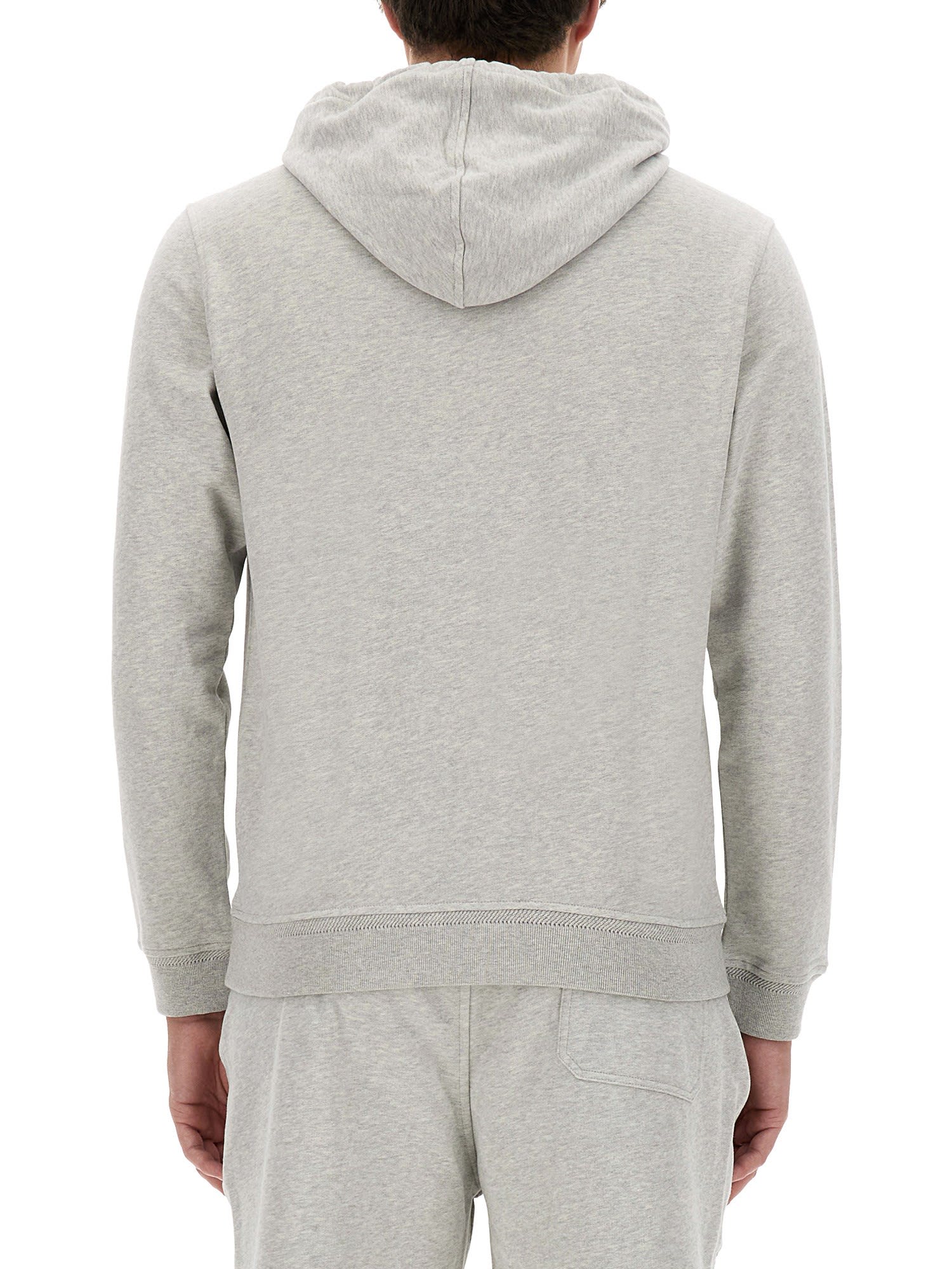 Shop Belstaff Logo Patched Rib Trim Hoodie In Old Silver Heather