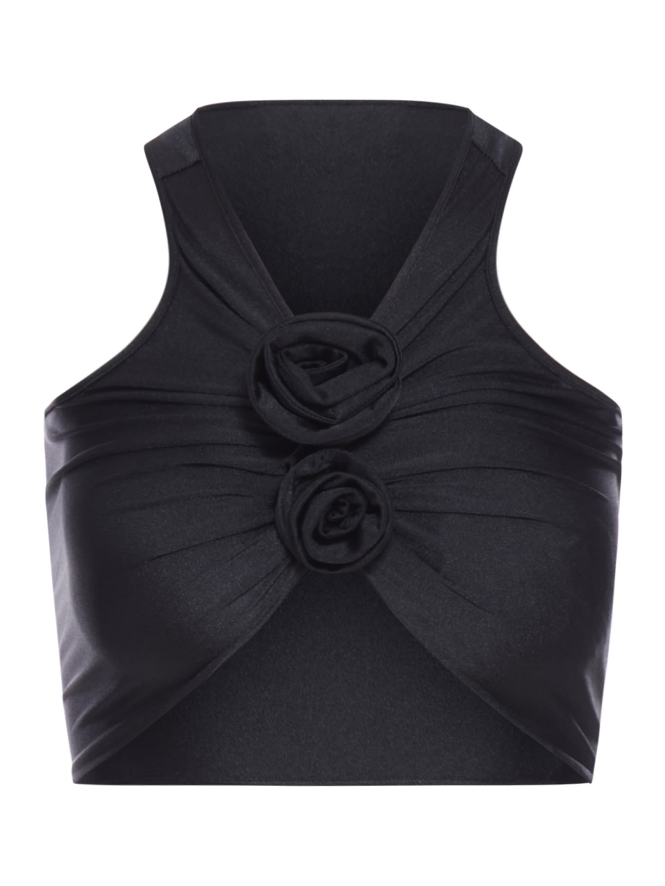 Coperni Flower-motif Stretch-jersey Top In Blk Black