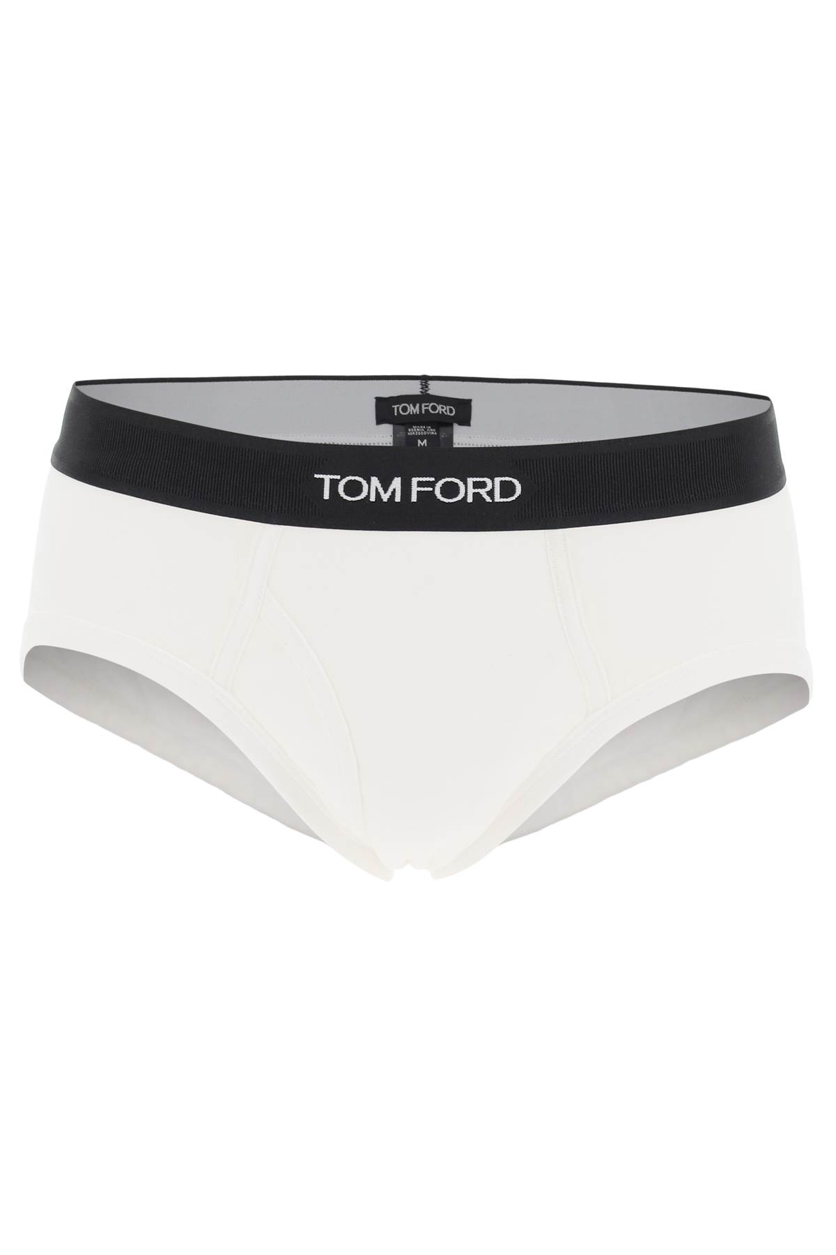 Shop Tom Ford Cotton Briefs With Logo Band In White