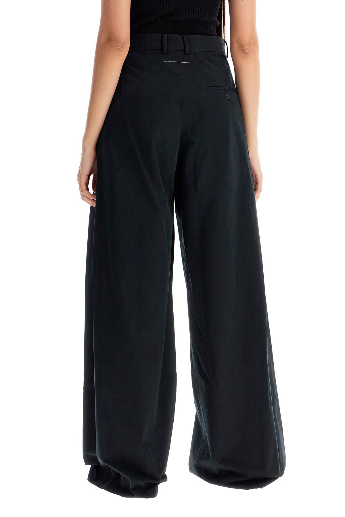 Shop Mm6 Maison Margiela Wide-legged Pants With Pleats In Black (black)