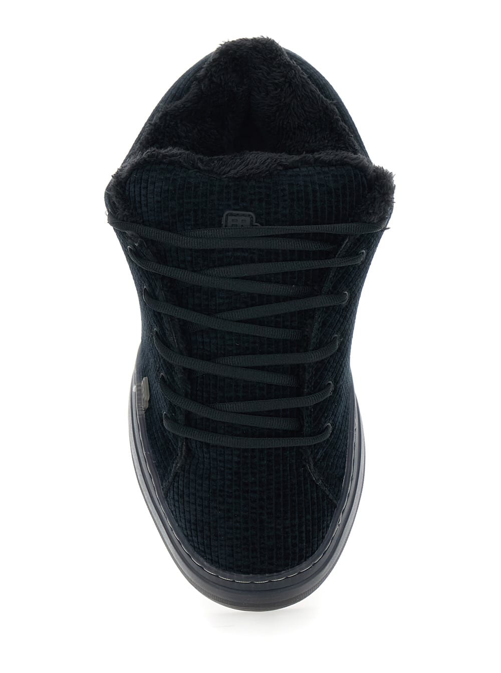 Erl Vamp Skate Black Low-top Sneaker With Front Logo In Velvet Man In Black