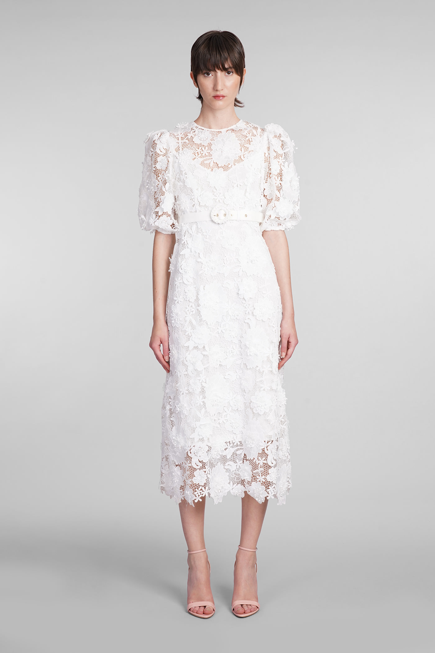 Shop Zimmermann Dress In White Cotton
