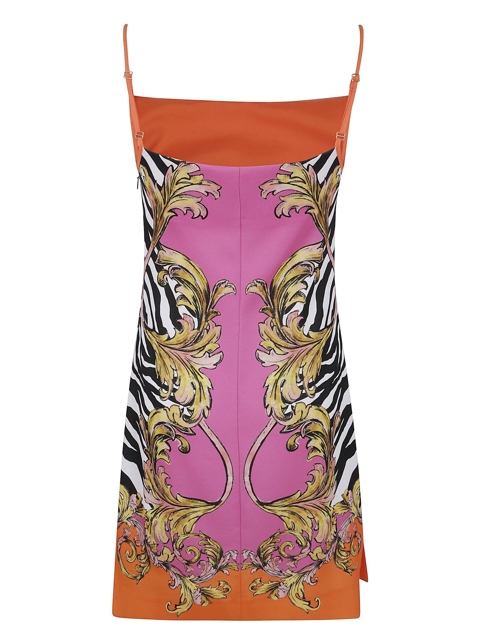 Versace Jeans Couture Outline Barocco Mini Dress In Zebra Print Pink