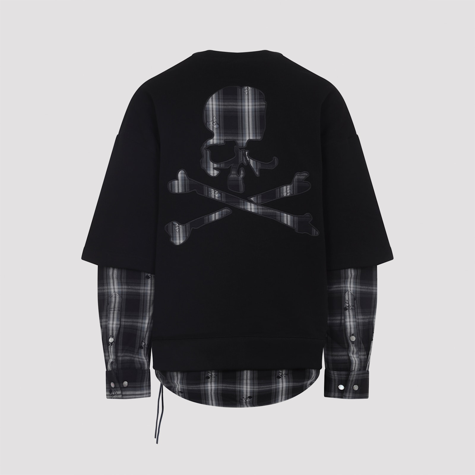 Mastermind Japan Multilayered Cotton Sweatshirt With Plaid Detail In Black