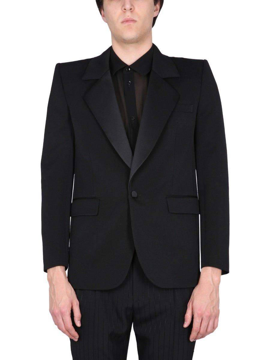 Saint Laurent Single-breasted Tuxedo Jacket In Black