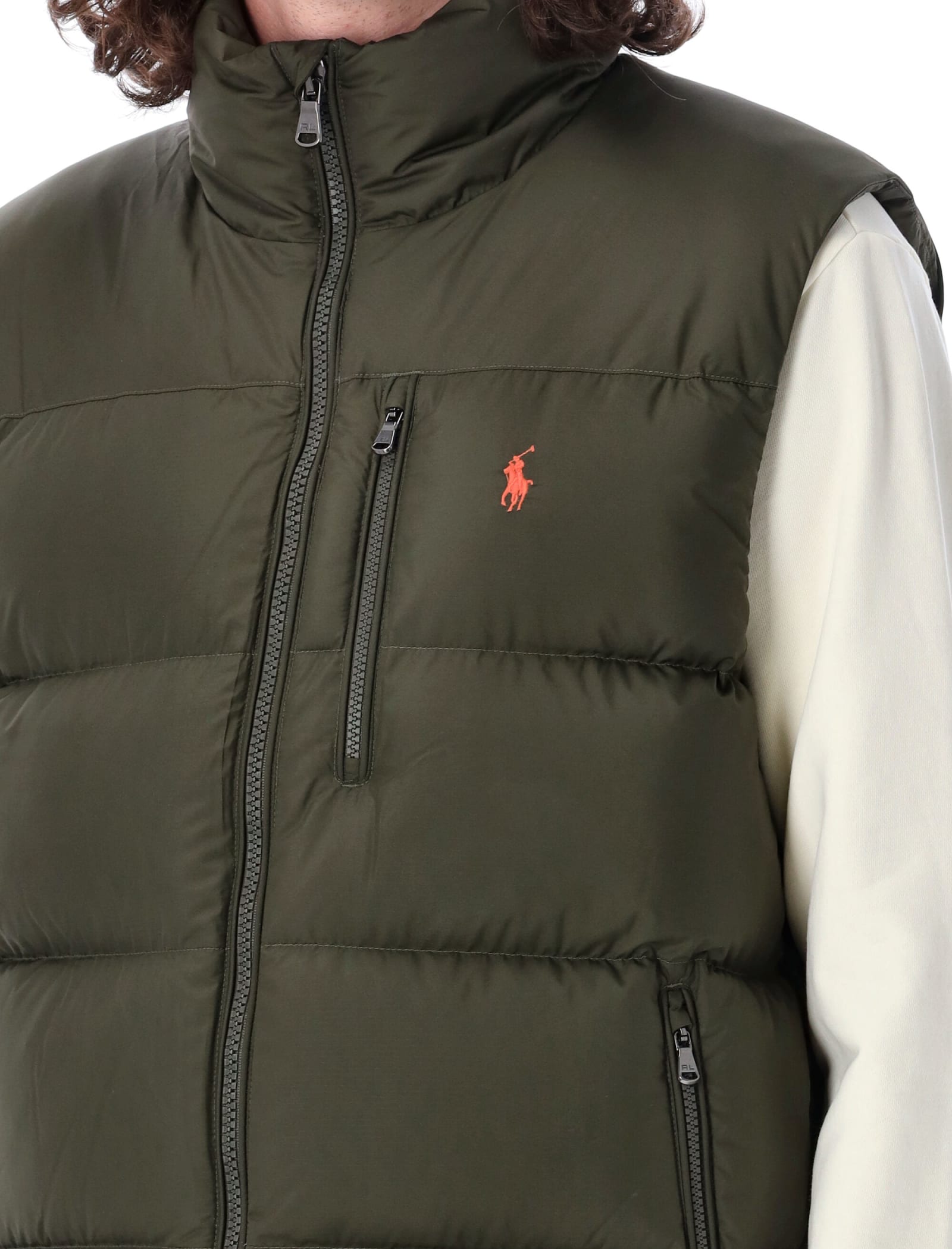 Shop Polo Ralph Lauren Puffer Vest In Olive