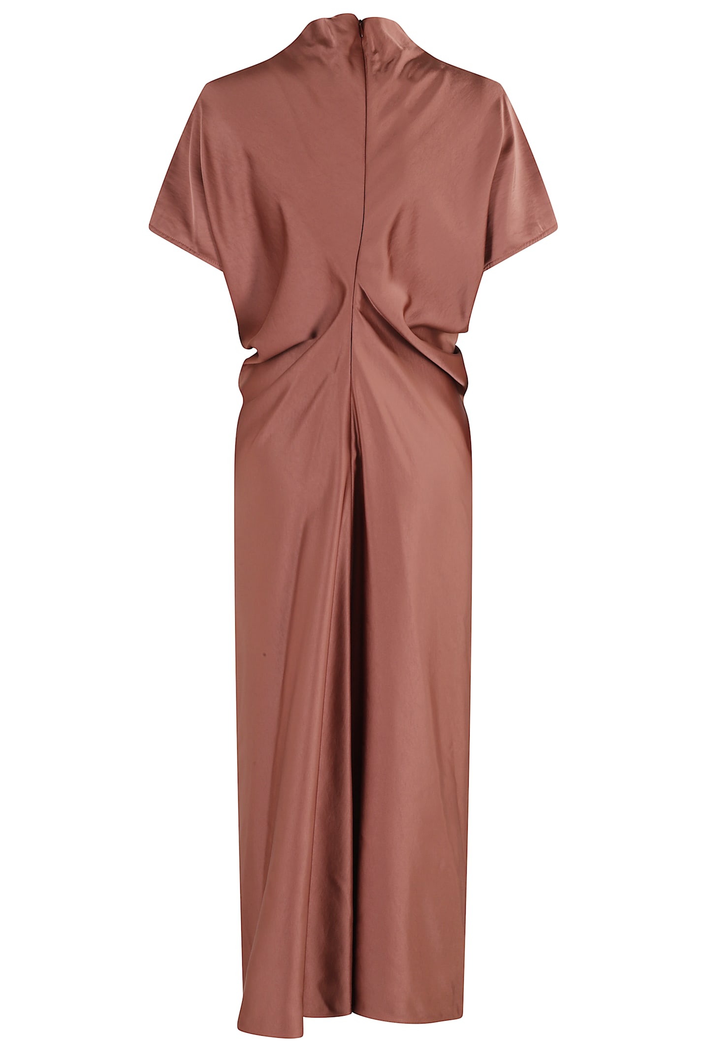 Federica Tosi Draped Haute Couture Midi Dress In Brown