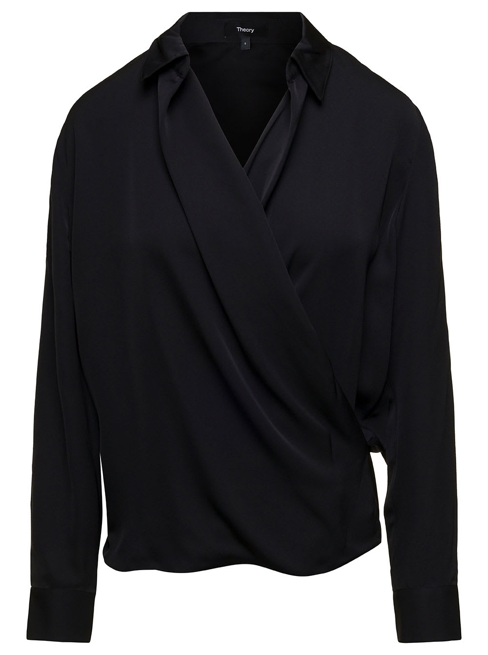 THEORY LONG SLEEVES WRAP BLOUSE