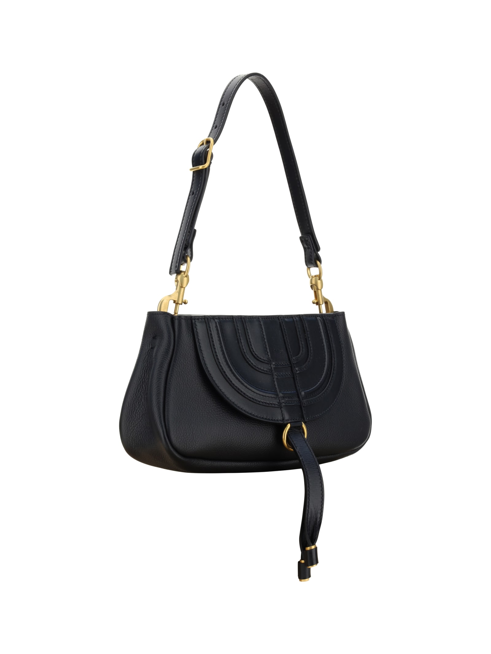 Shop Chloé Marcie Shoulder Bag In Black