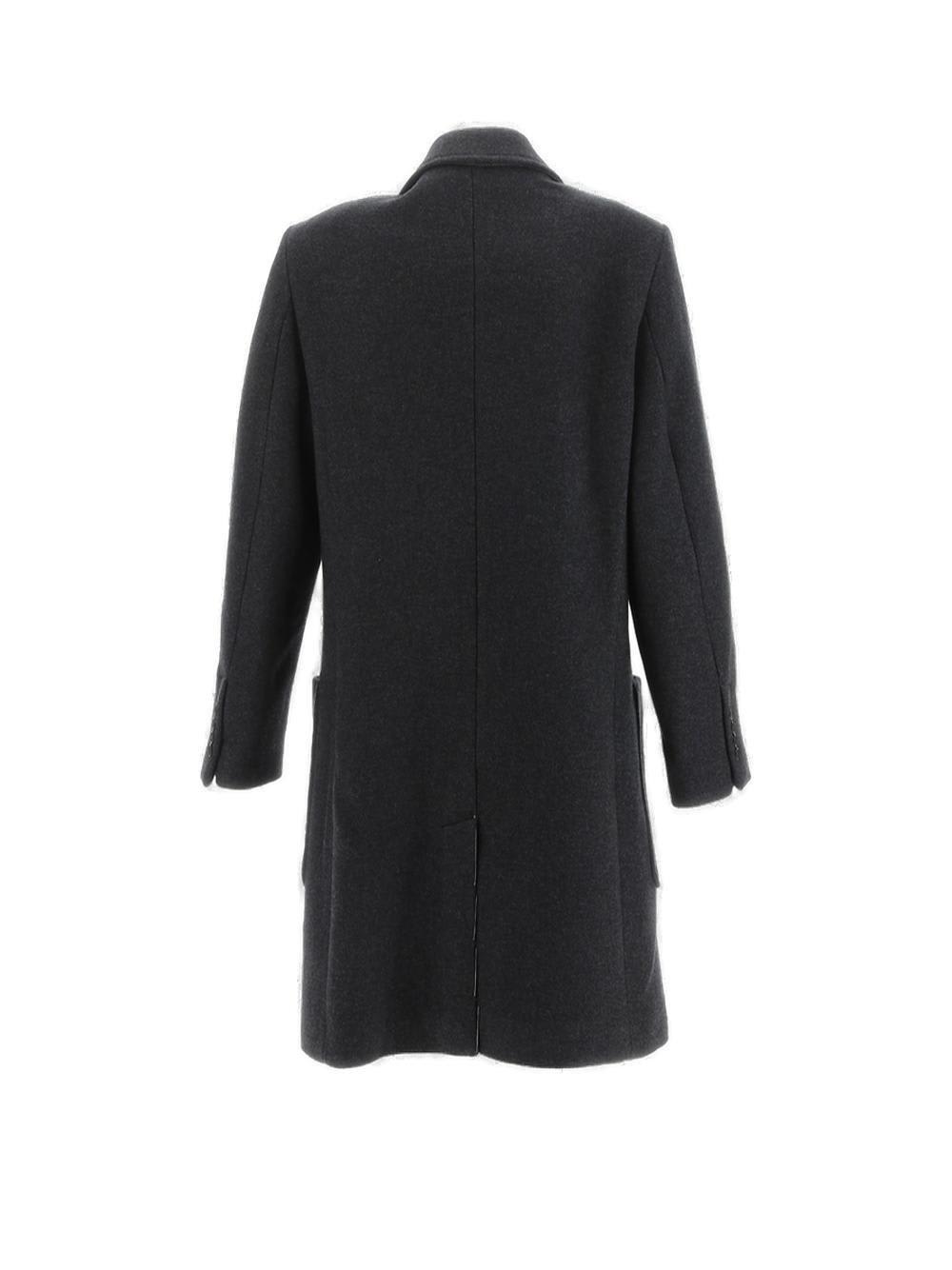 Shop Ami Alexandre Mattiussi Paris Single Breasted Long Sleeved Coat In Grey