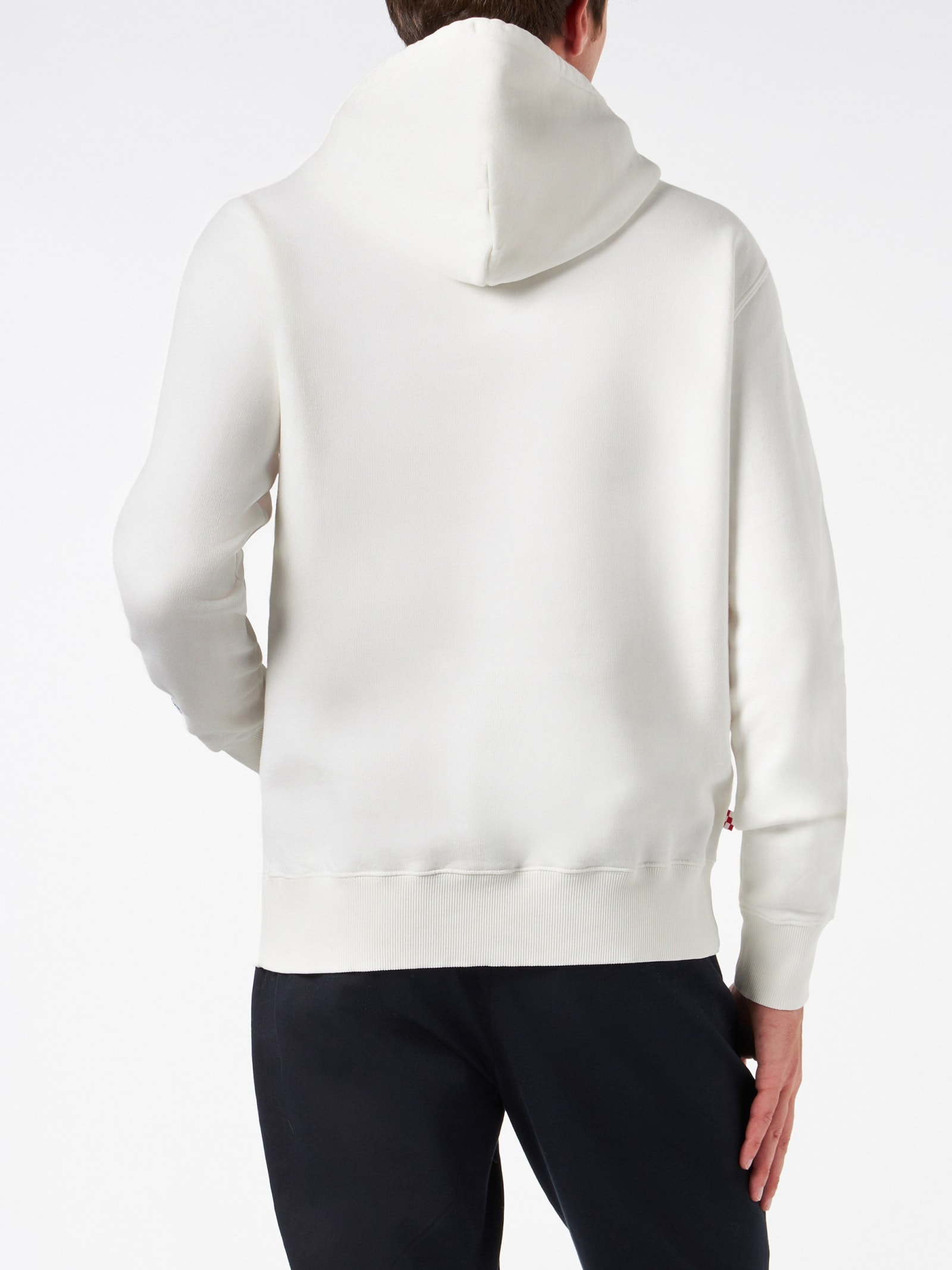 Mc2 Saint Barth Man White Hoodie With Relax Dont Do It Embroidery In White