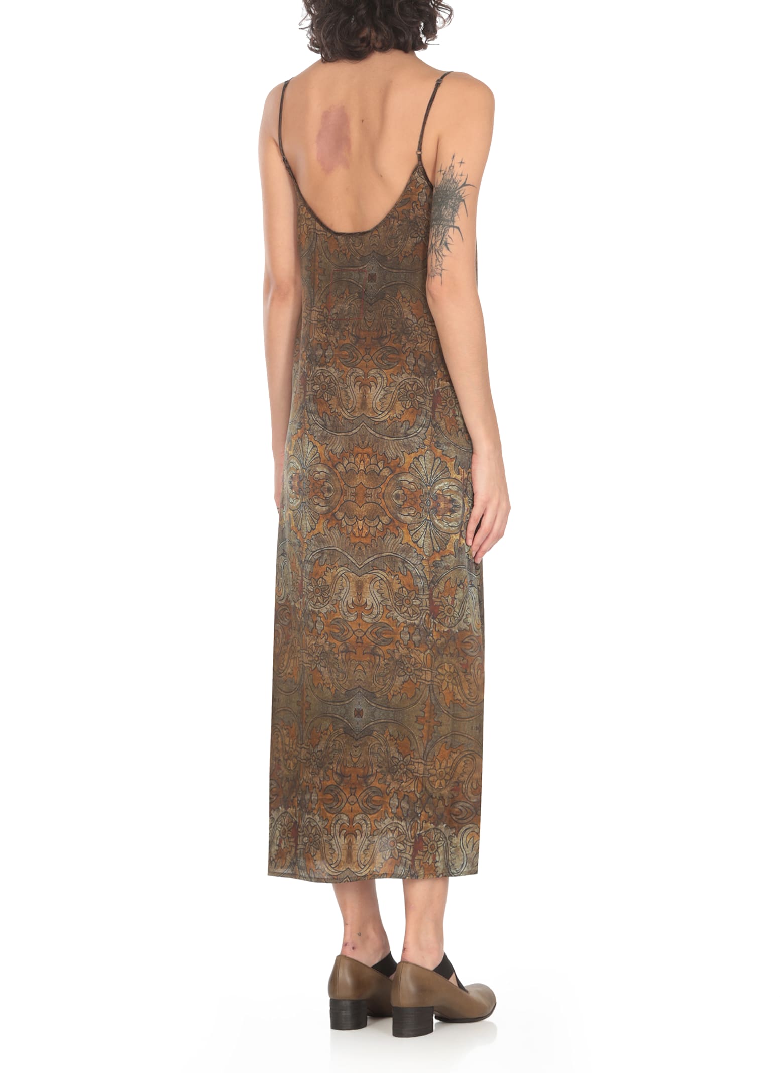 Shop Uma Wang Dress With Floral Pattern In Mustard/black