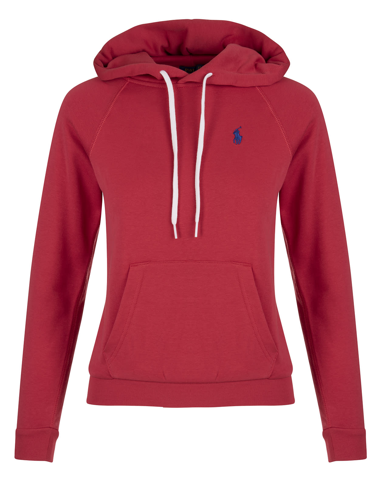 Ralph Lauren Woman Hoodie In Red Cotton With White Pony