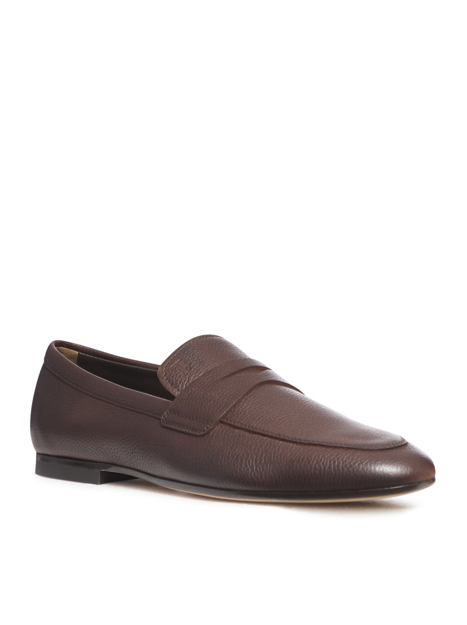 Shop Tod's Leather Loafers In Castagna