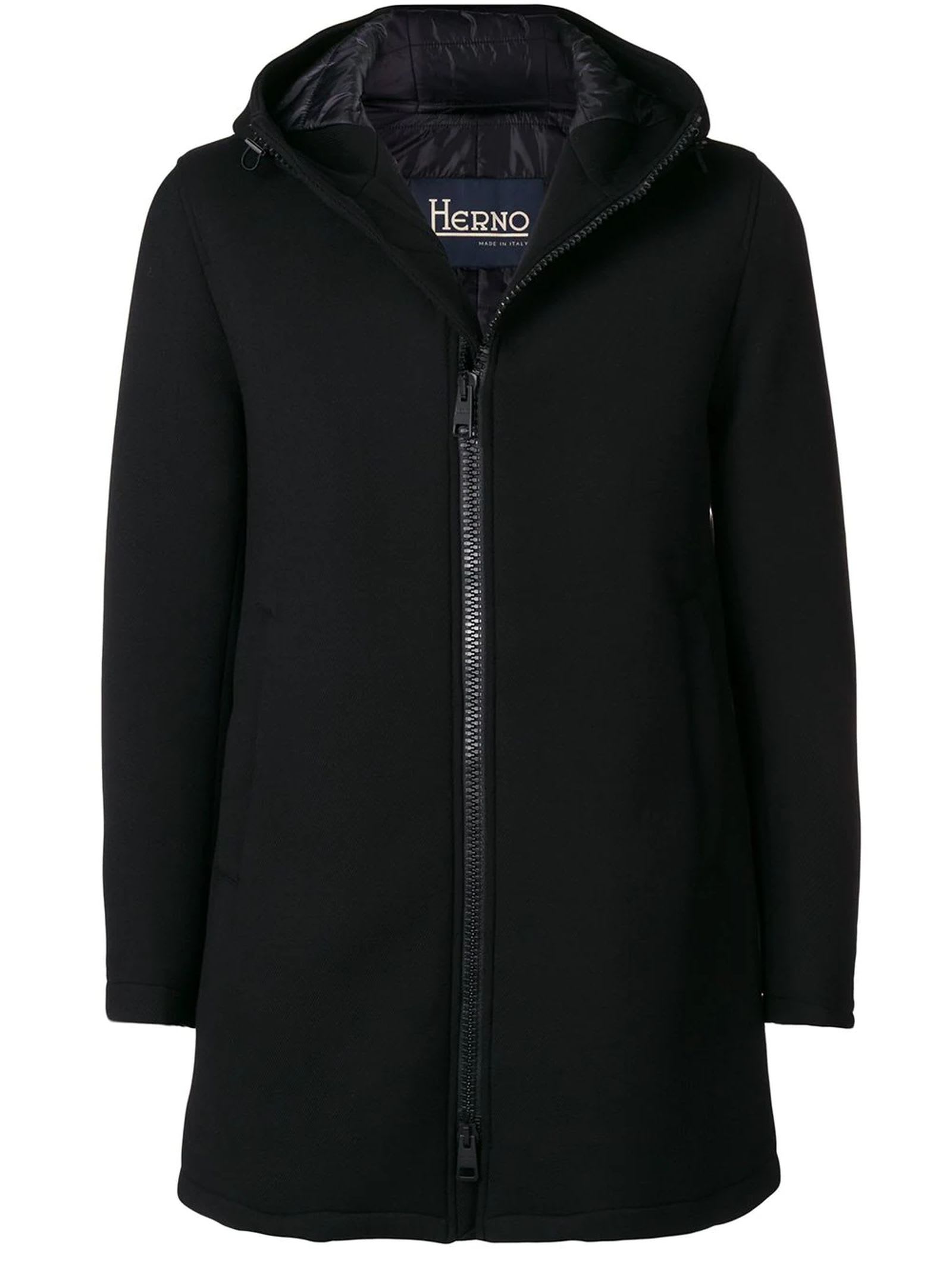 Herno Black Single Breasted Coat