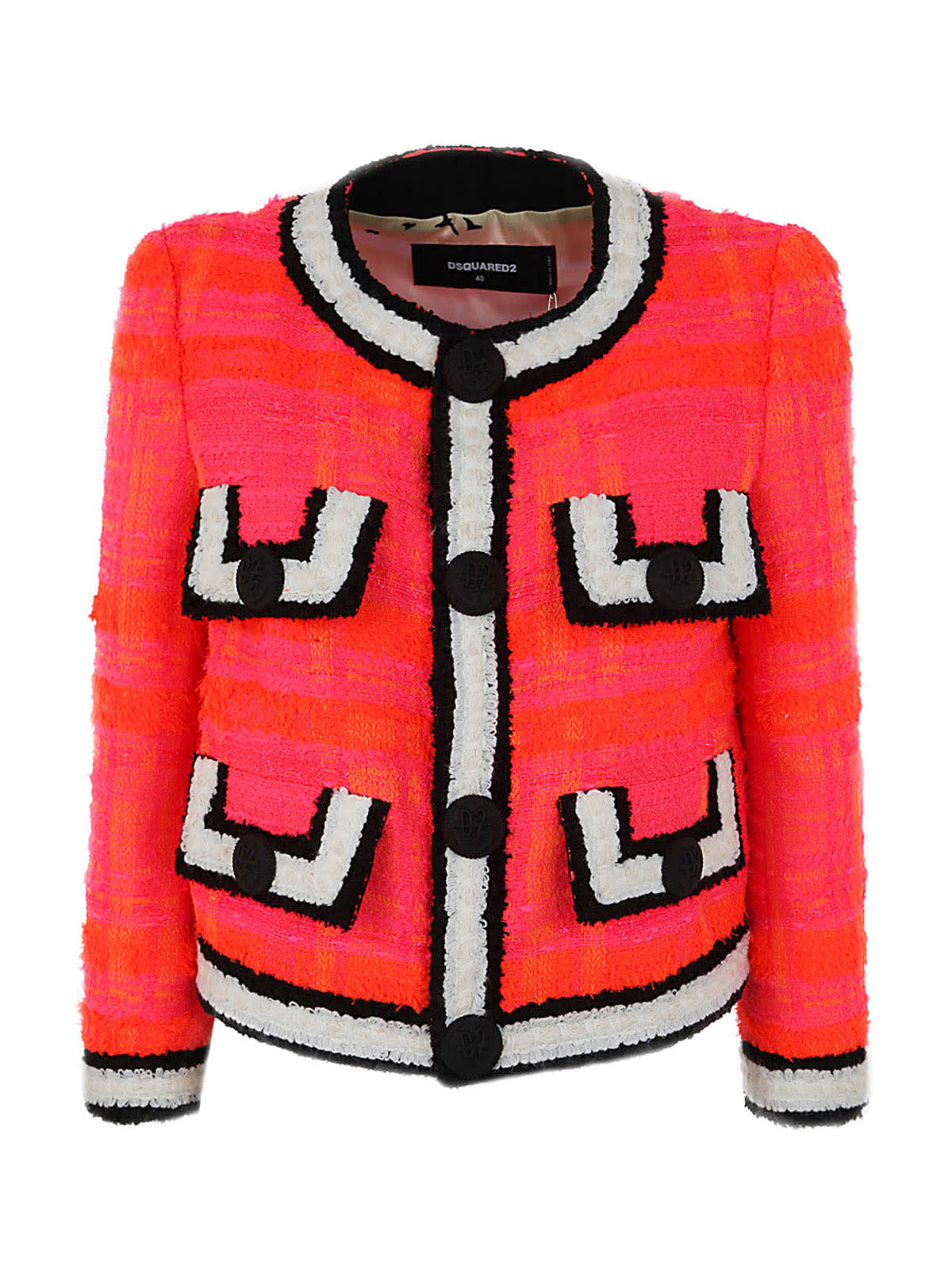 Dsquared2 Boucle Boxy Jacket In F Multi Orange