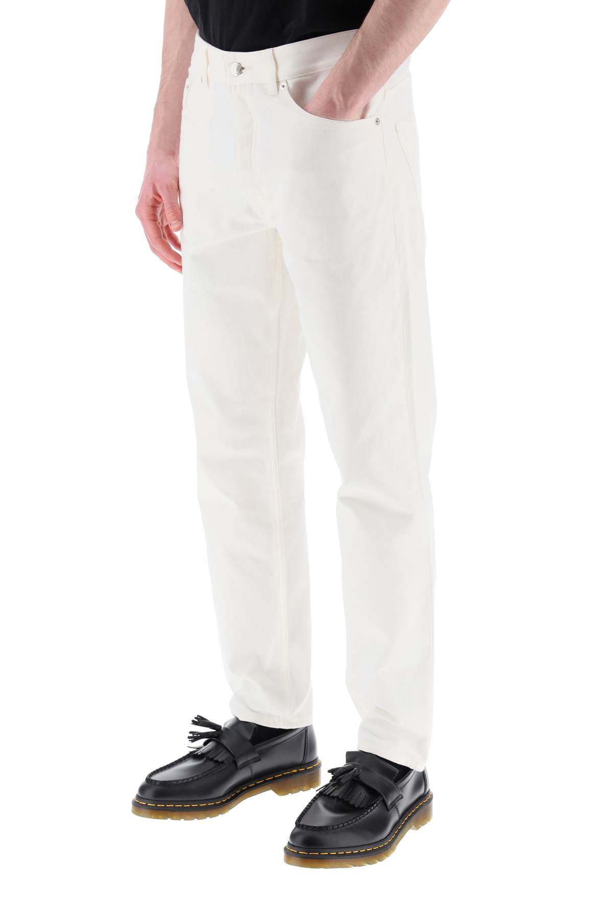 Shop Maison Kitsuné Low-rise Tapered Jeans In Off White (white)