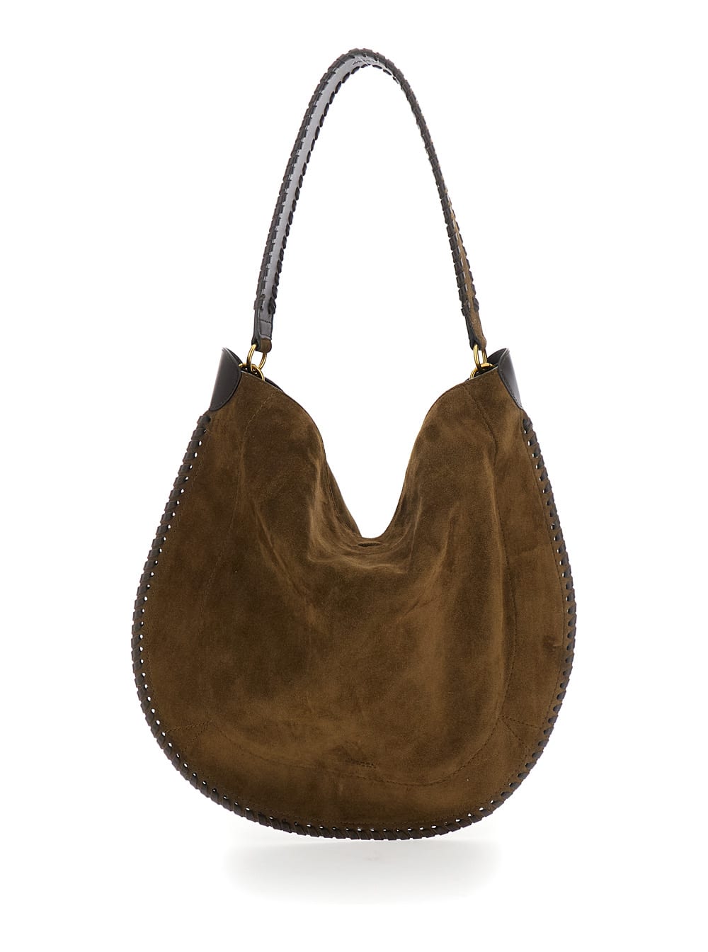 oskan Hobo Brown Shoulder Bag With Studs Trim In Suede Woman