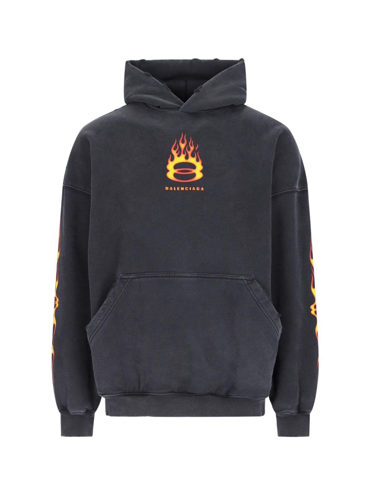 Shop Balenciaga Burning Unity Arch Hoodie In Black