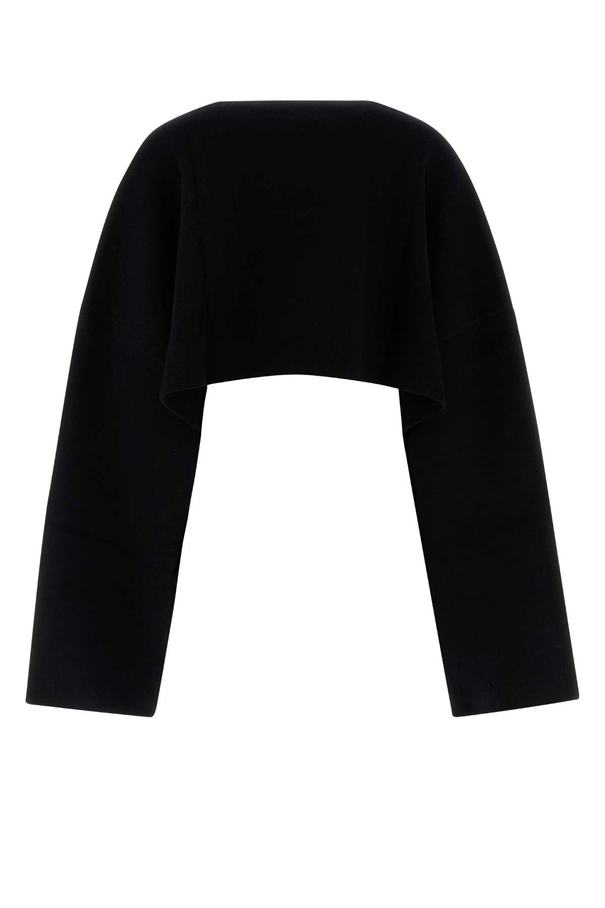 Jil Sander Wide Sleeves Wool Blend Cape In Black