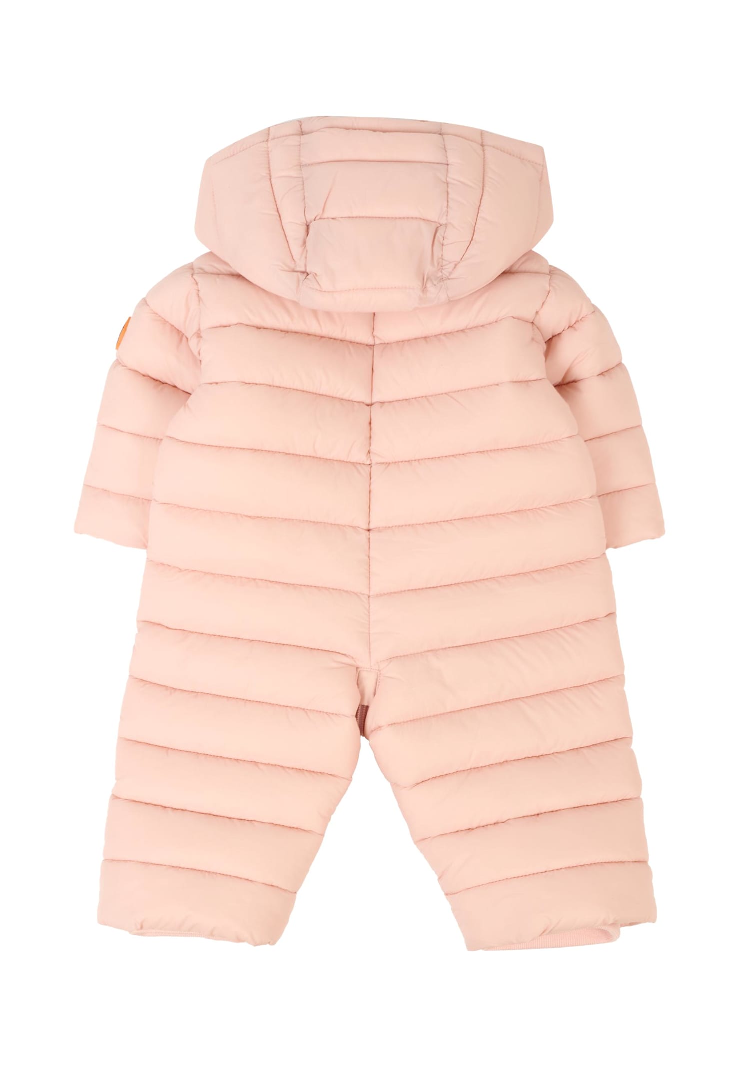 Save The Duck Pink Down Jacket For Baby Girl With Logo In Pink