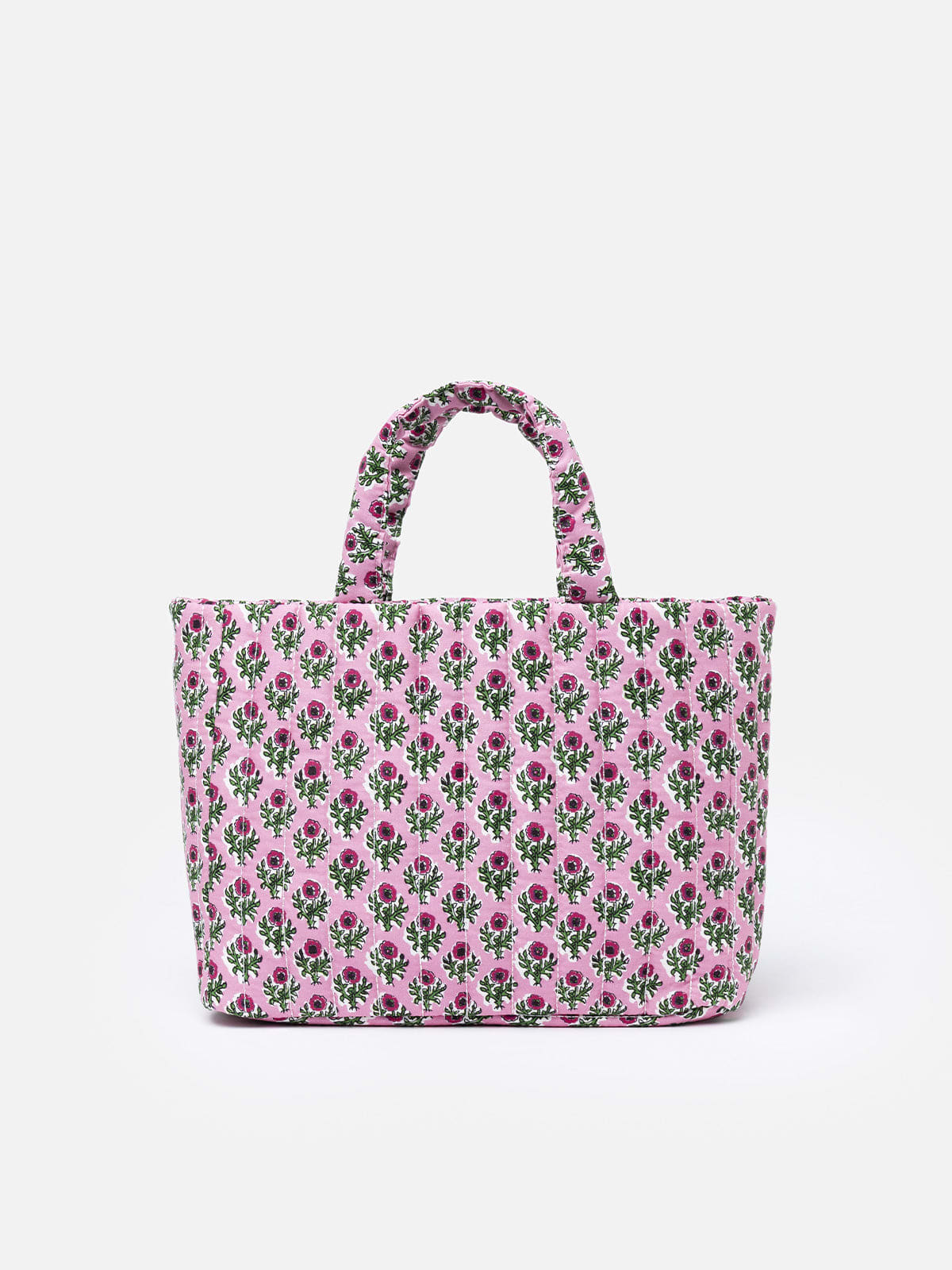 Mc2 Saint Barth Pink Flower Quilted Soft Tote Mid Bag In Pink