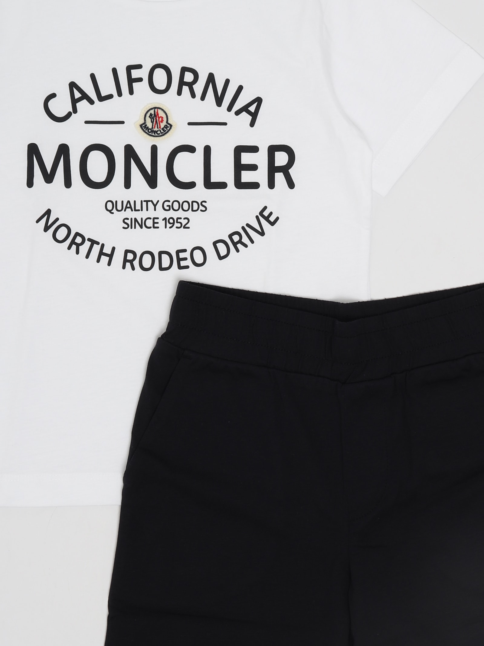 Shop Moncler T-shirt+shorts Suit In Bianco-blu
