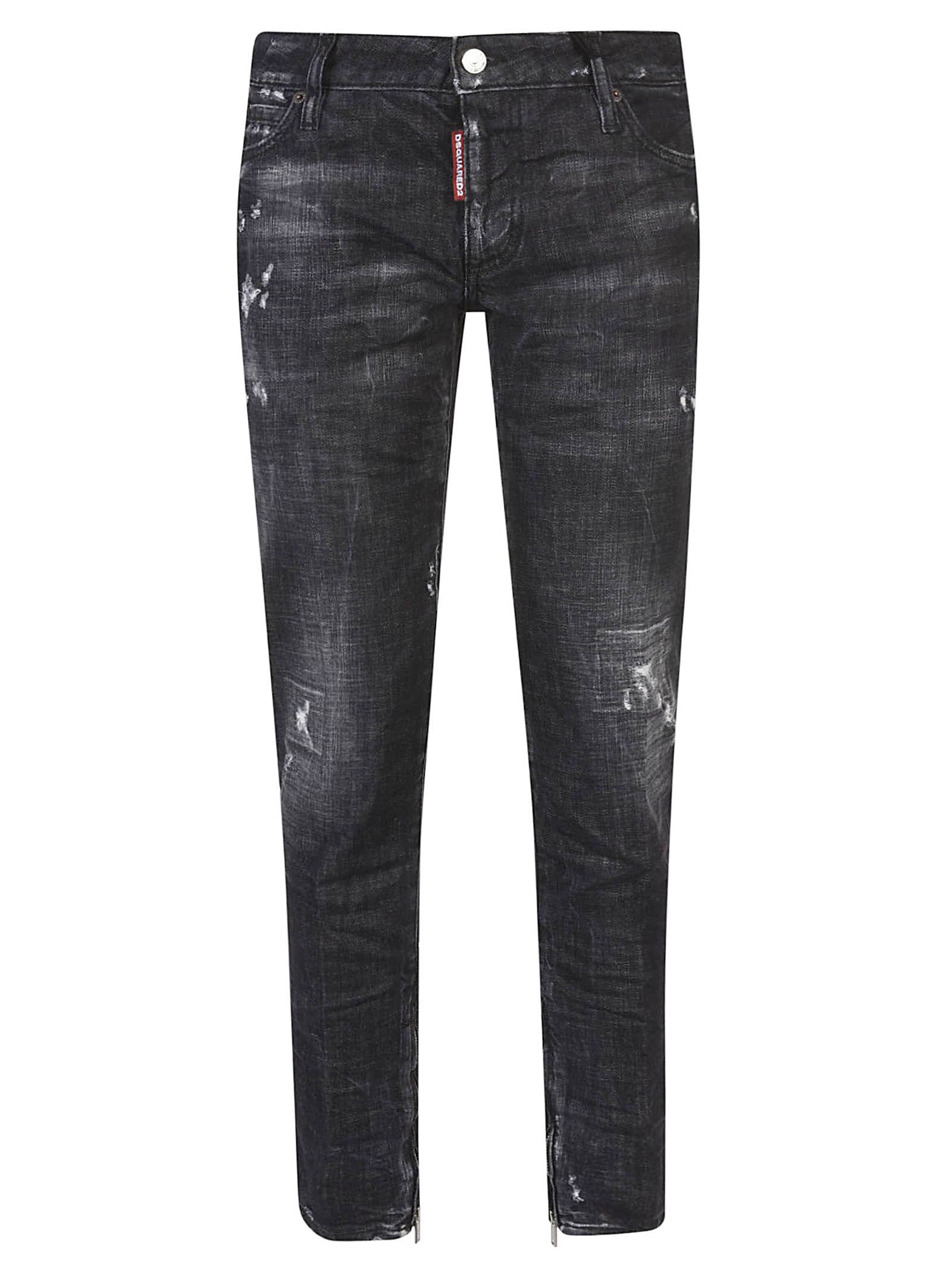 Dsquared2 Medium Waste Skinny Jeans In Black