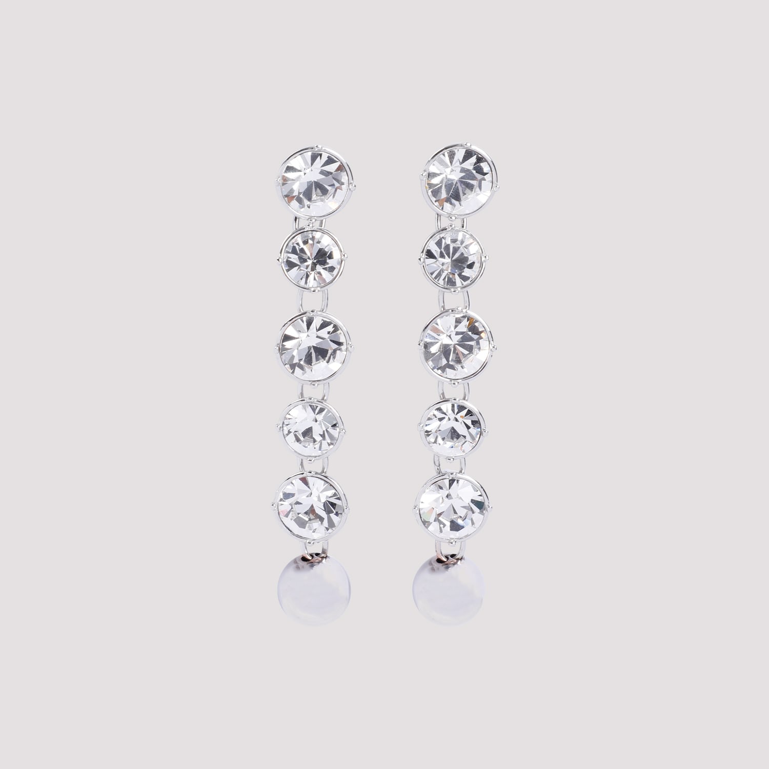 Shop Jean Paul Gaultier Long Diamond Earrings In Silver