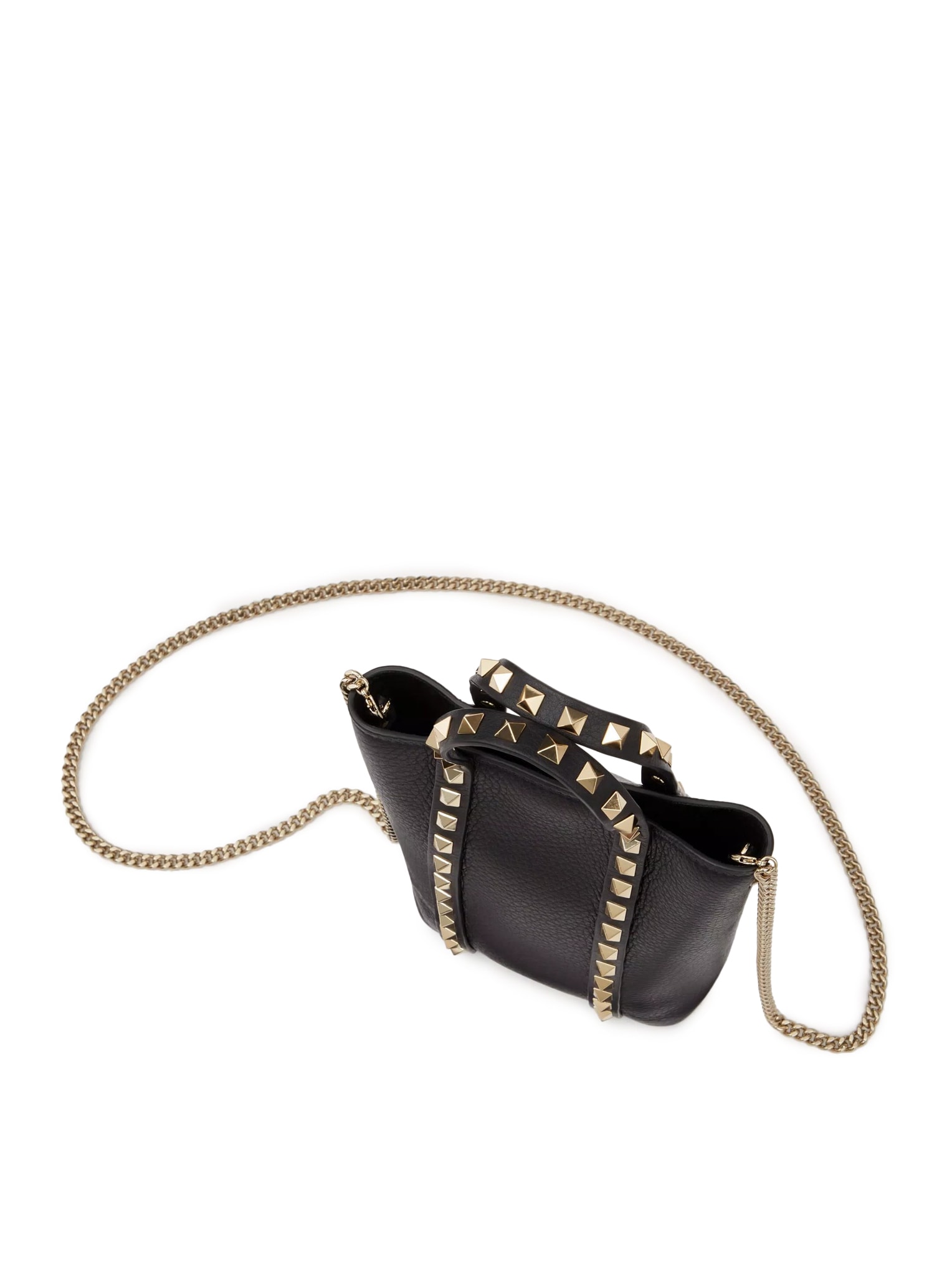 Shop Valentino Mini Tote Rockstud Vitello Stampa Alce/platinum Studs In No Black